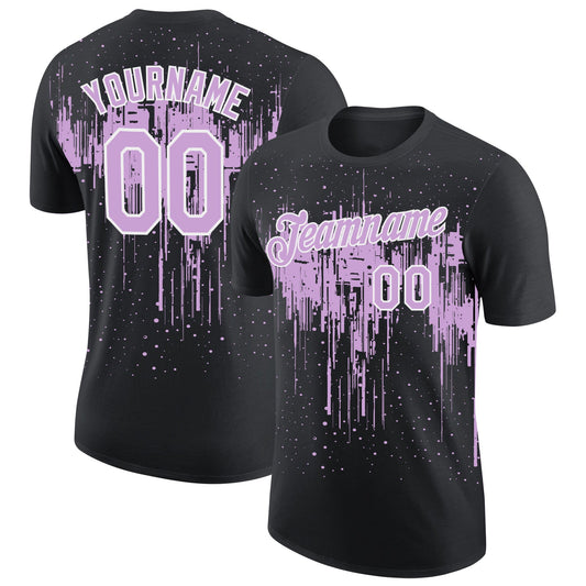 Custom Black Light Purple-White Dripping Splatter Paint Performance T-Shirt - Main View
