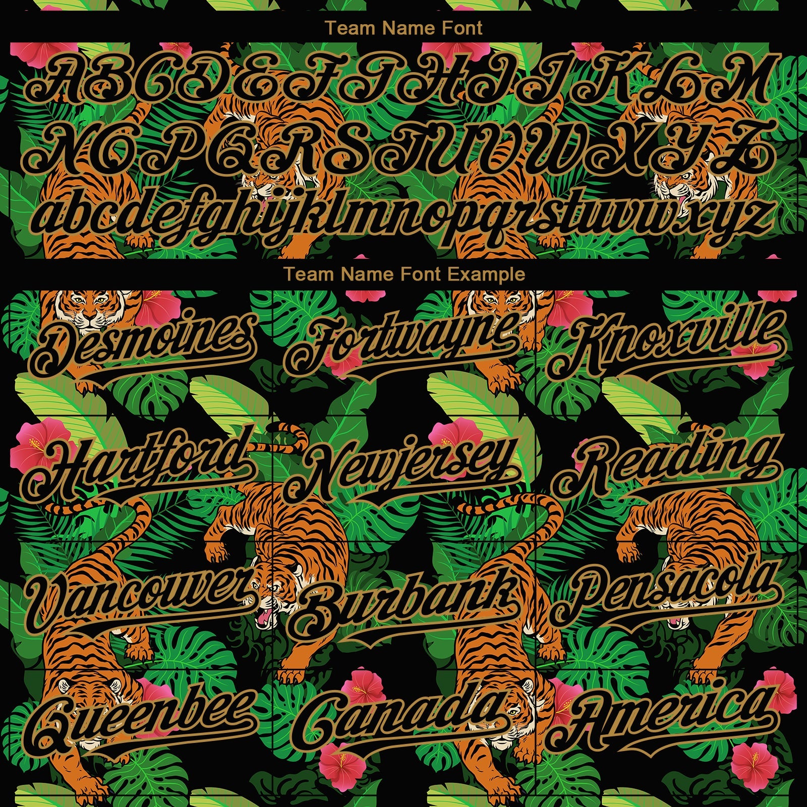 Custom Black Old Gold 3D Pattern Design Hawaii Tropical Tiger Authentic Baseball Jersey view 4