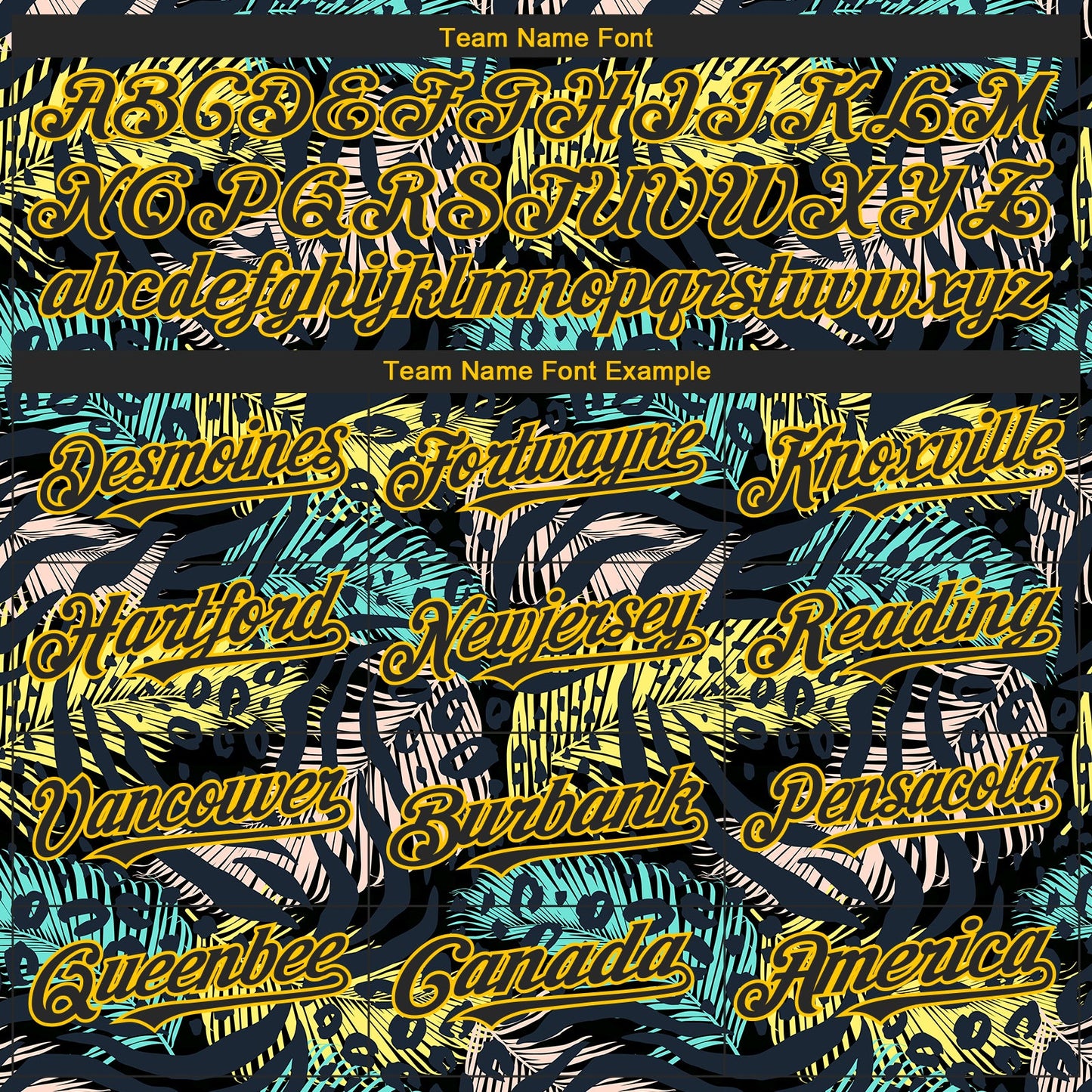 Custom Black Yellow 3D Pattern Design Hawaii Tropical Palm Leaves With Animal Print Authentic Baseball Jersey view 4