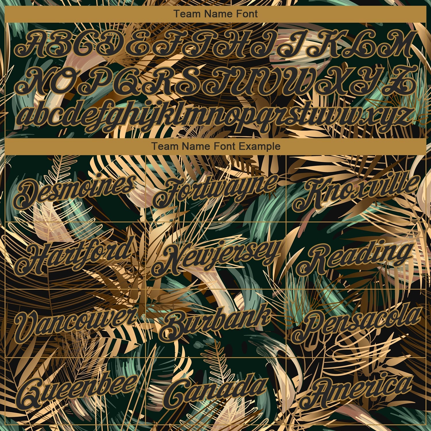 Custom Black Old Gold 3D Pattern Design Golden And Green Tropical Leaves In The Style Of Jungle And Hawaii Performance T-Shirt view 3