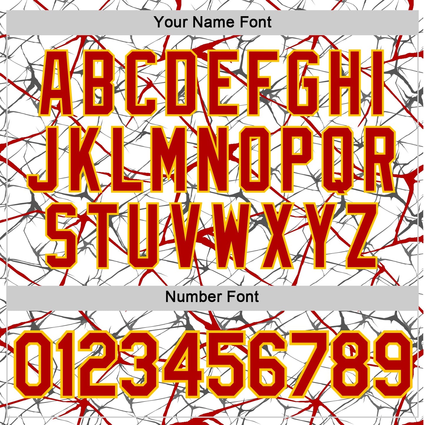 Custom White Red Gray-Yellow Abstract Network Crackle Performance T-Shirt view 4