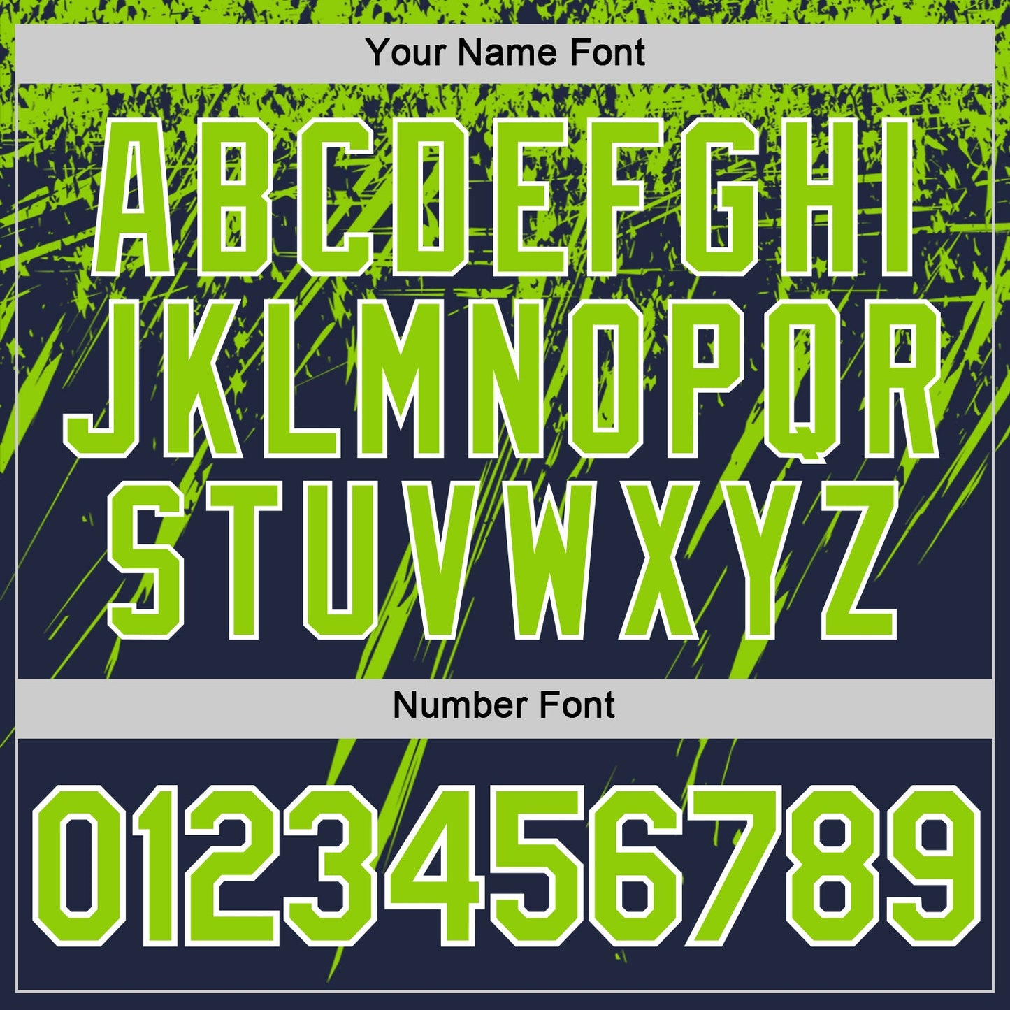 Custom Navy Neon Green-White Distressed Scratch Brush Stroke Performance T-Shirt view 4