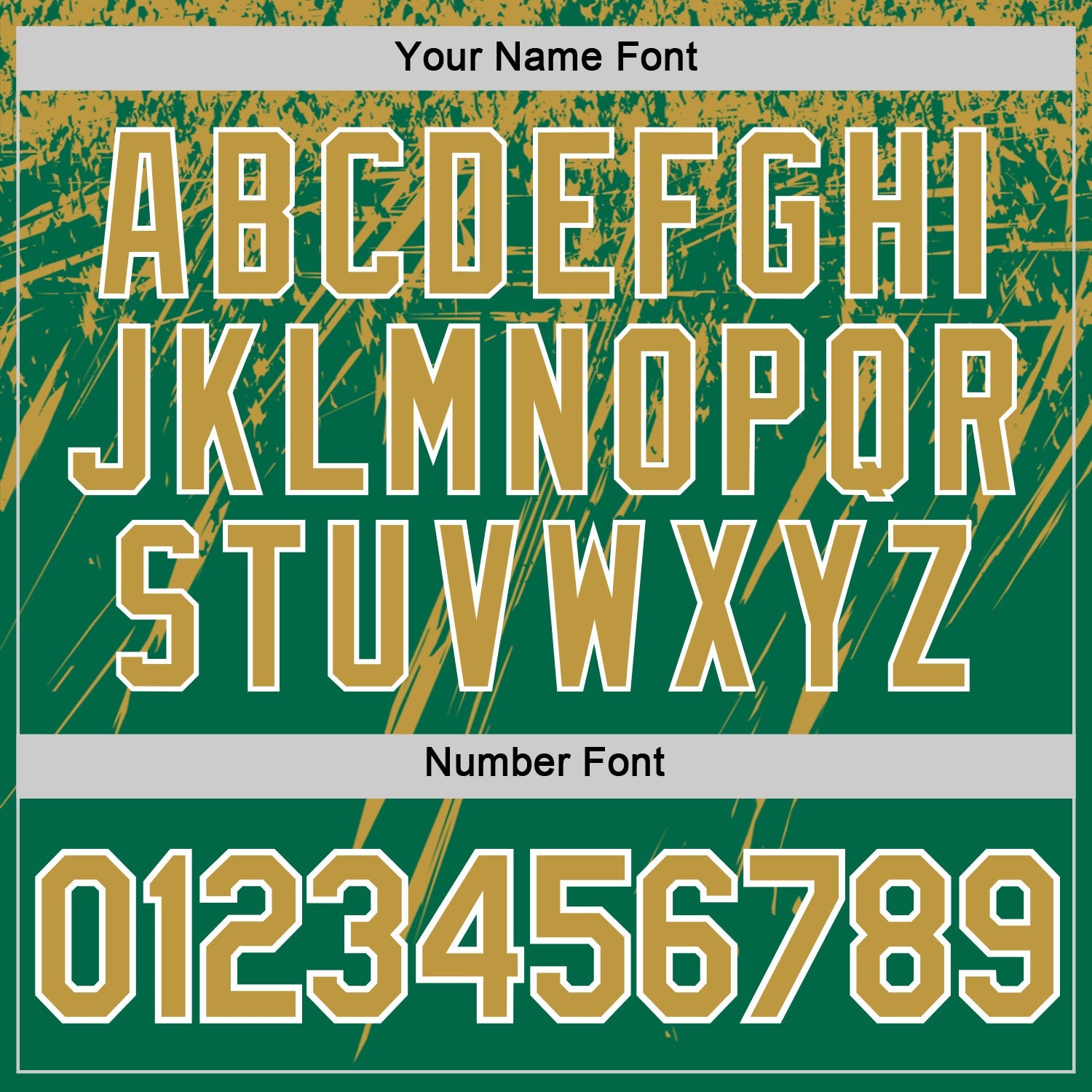 Custom Kelly Green Old Gold-White Distressed Scratch Brush Stroke Performance T-Shirt view 4