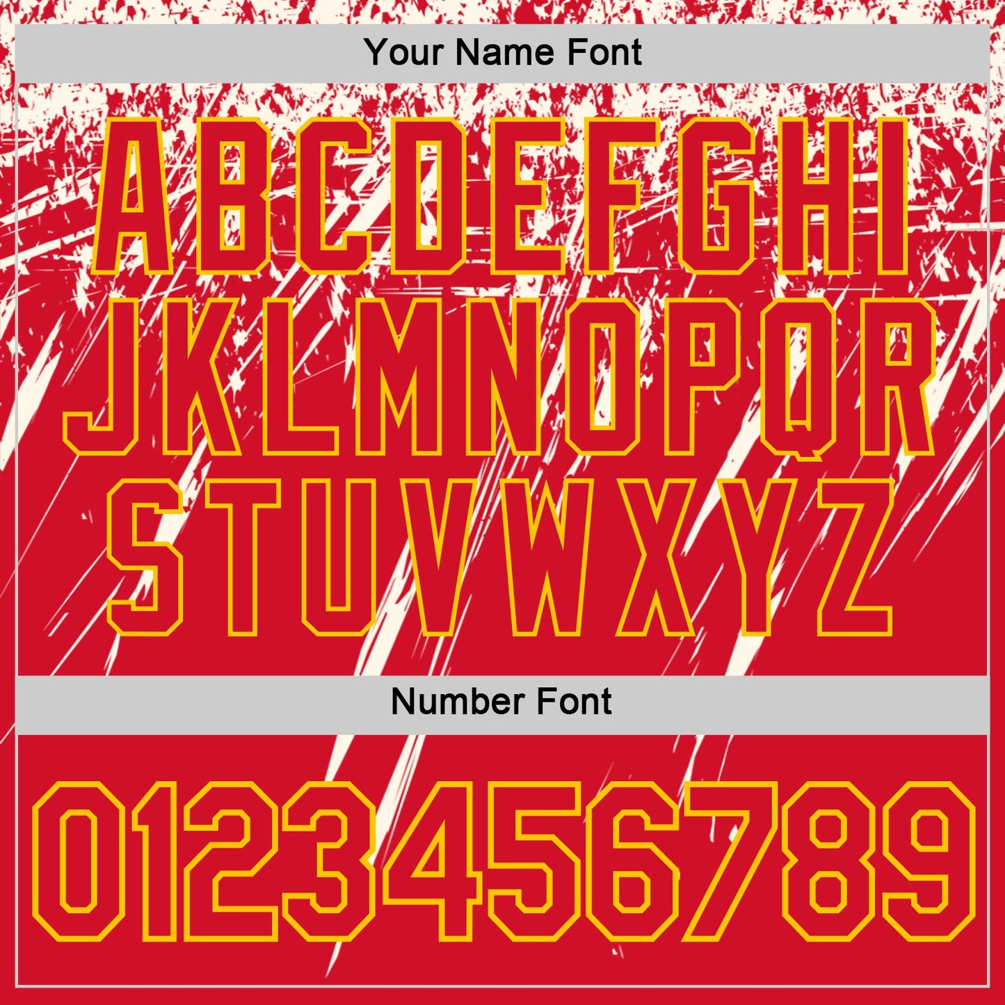 Custom Red Cream-Yellow Distressed Scratch Brush Stroke Performance T-Shirt view 4