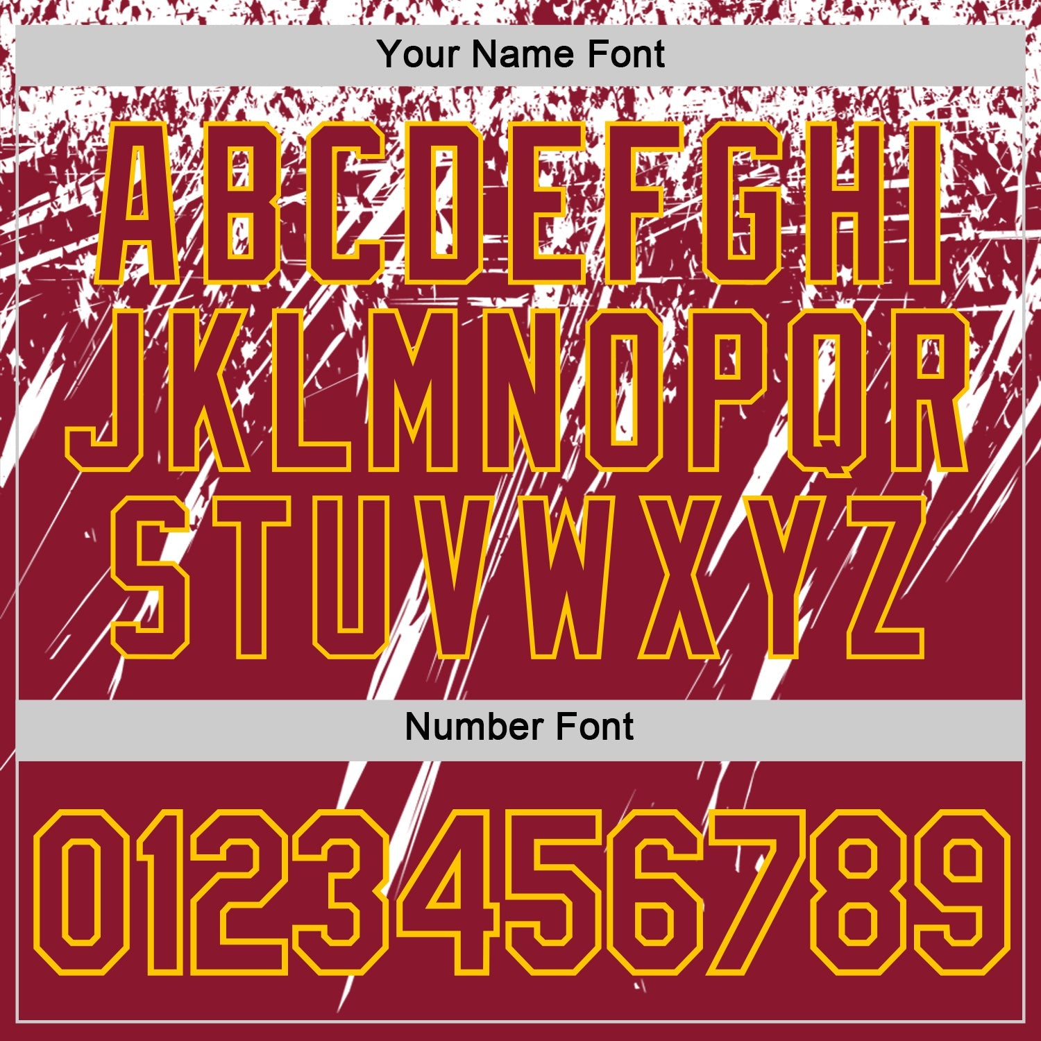 Custom Crimson White-Yellow Distressed Scratch Brush Stroke Performance T-Shirt view 4