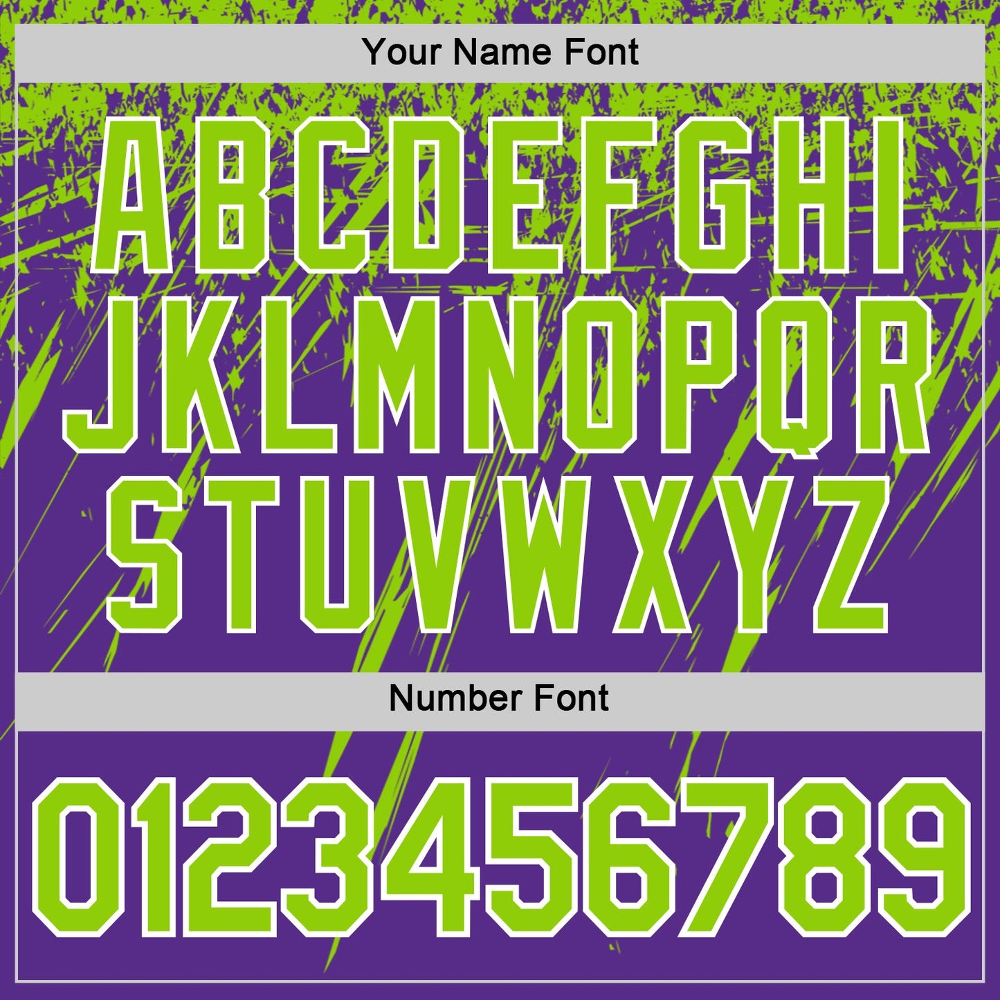 Custom Purple Neon Green-White Distressed Scratch Brush Stroke Performance T-Shirt view 4