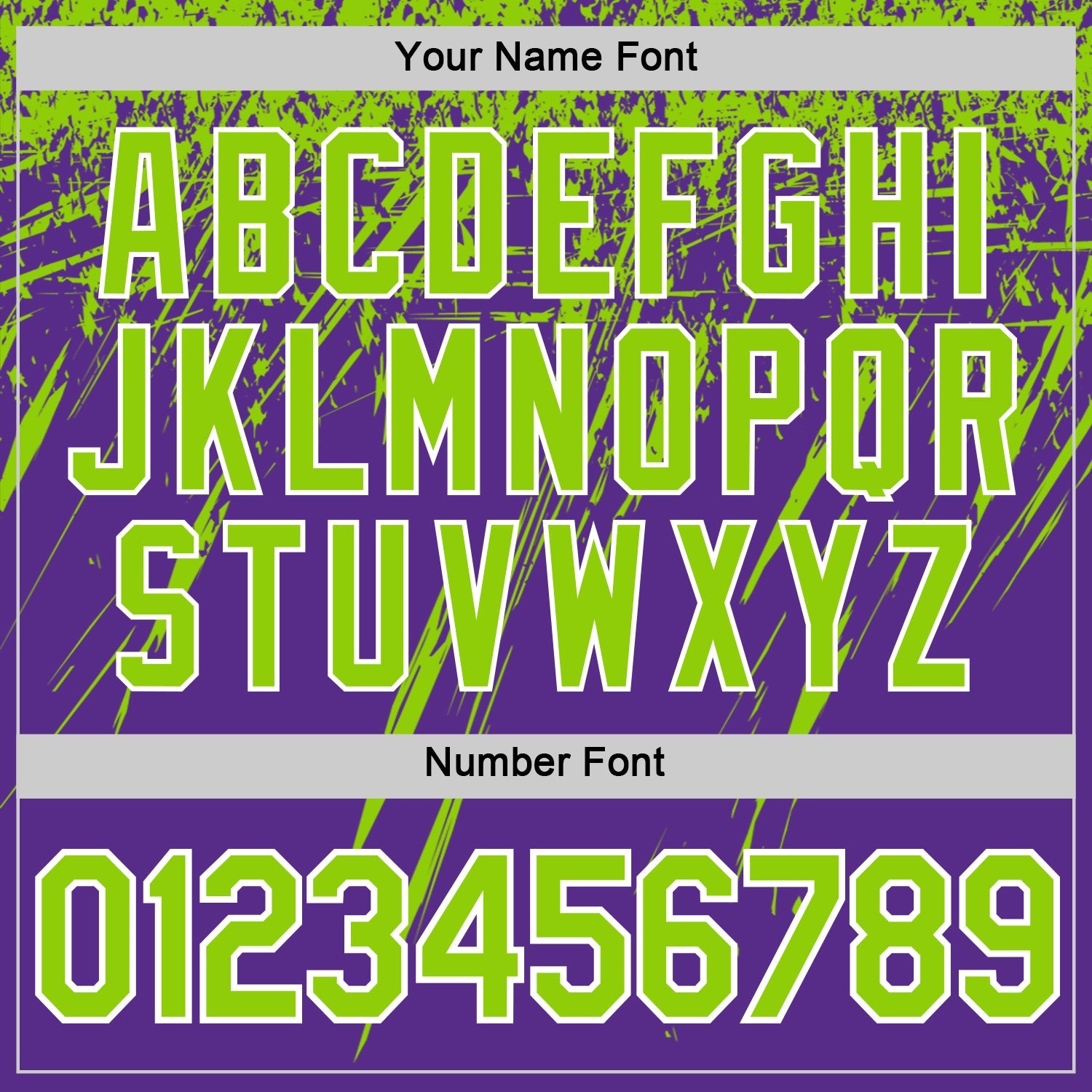 Custom Purple Neon Green-White Distressed Scratch Brush Stroke Performance T-Shirt view 4