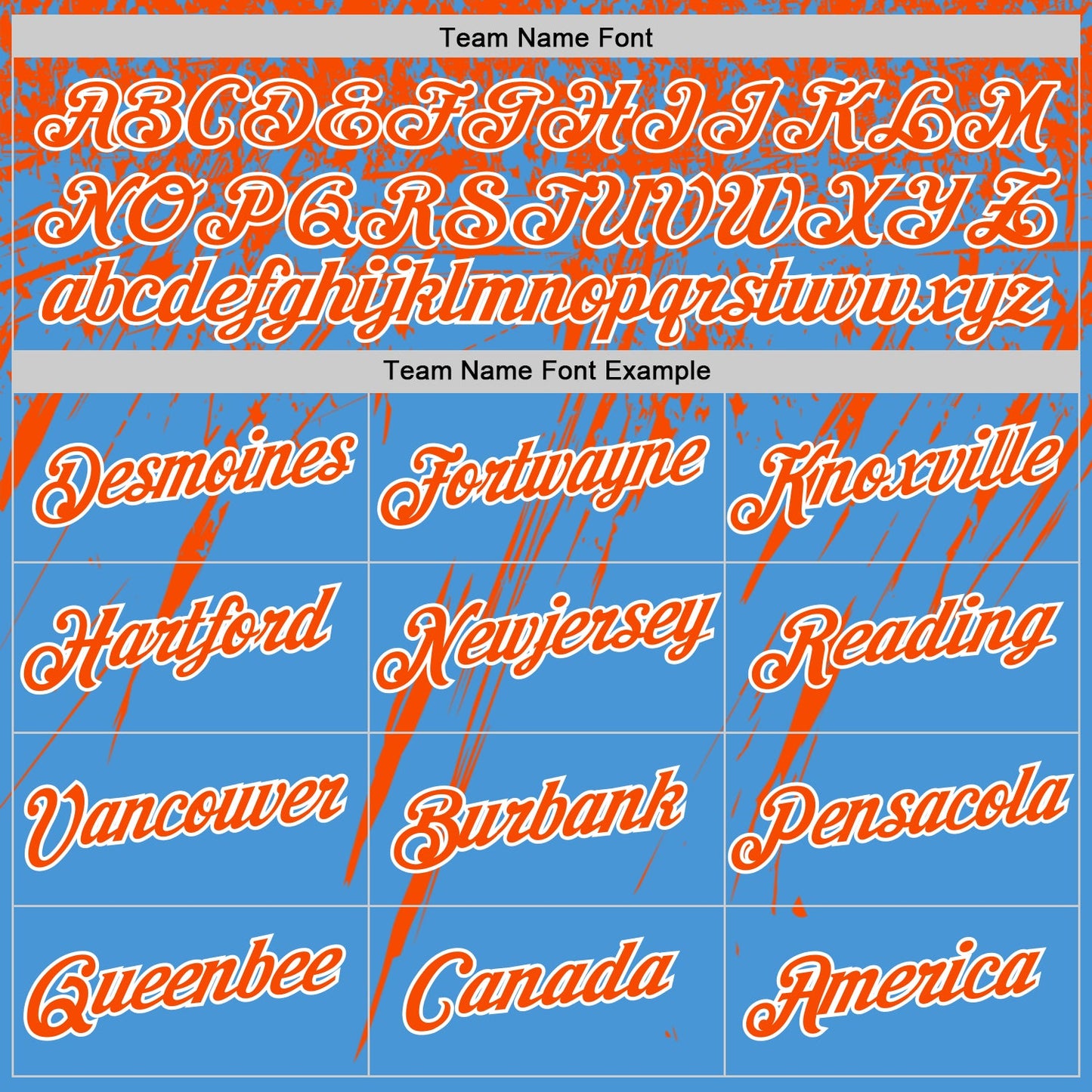 Custom Powder Blue Orange-White Distressed Scratch Brush Stroke Performance T-Shirt view 3