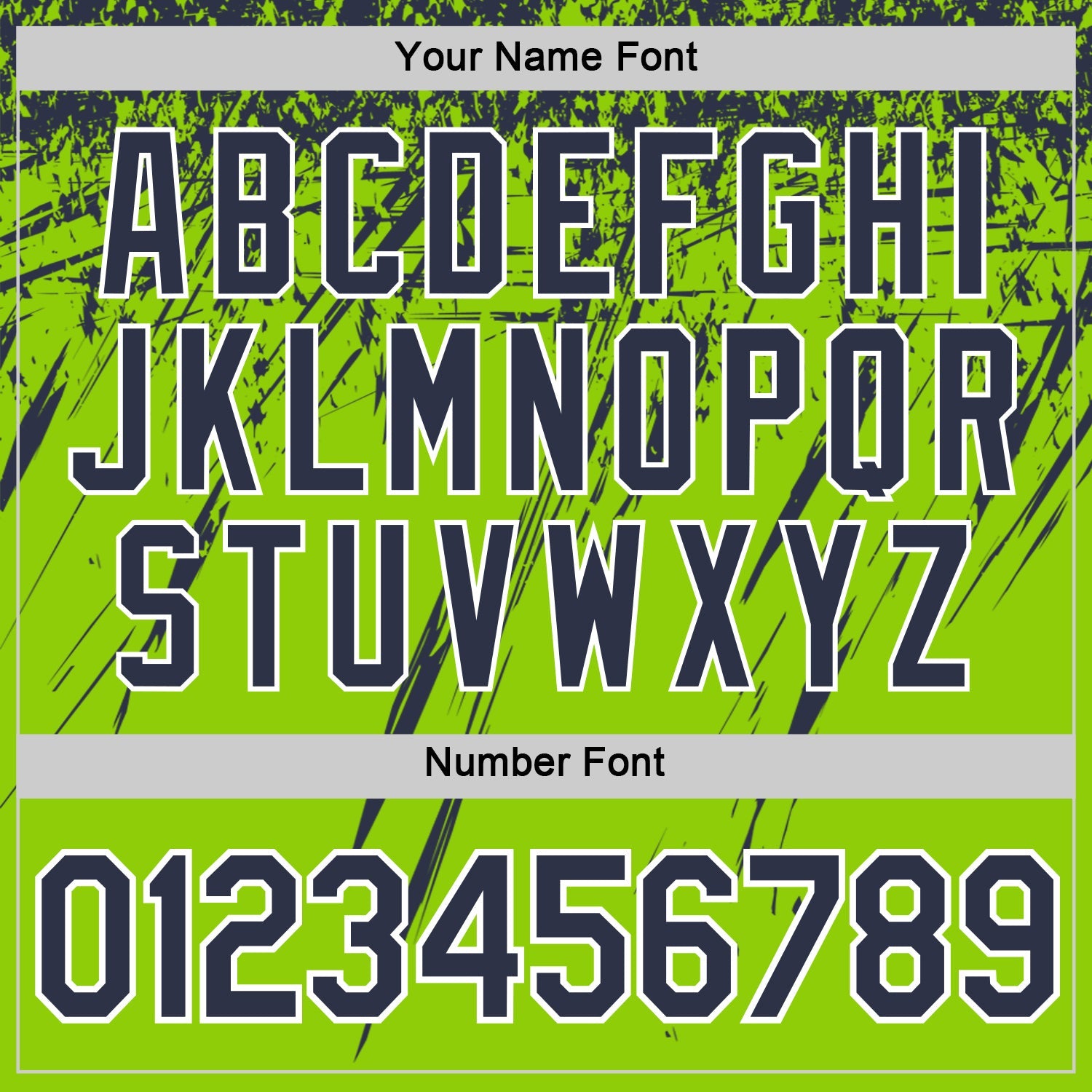 Custom Neon Green Navy-White Distressed Scratch Brush Stroke Performance T-Shirt view 4
