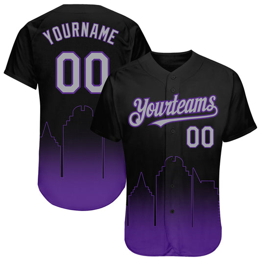 Custom Black Gray-Purple 3D Sacramento City Edition Fade Fashion Authentic Baseball Jersey - Main View