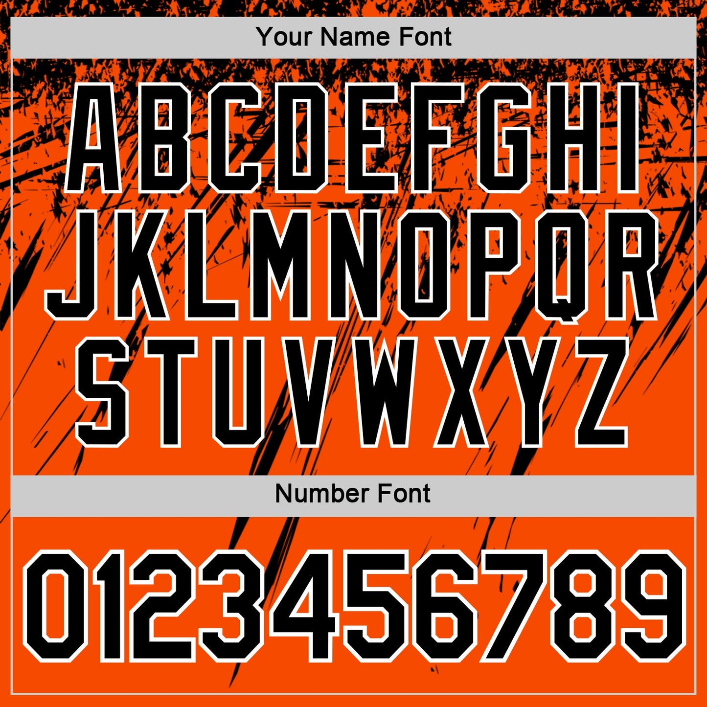 Custom Orange Black-White Distressed Scratch Brush Stroke Performance T-Shirt view 4