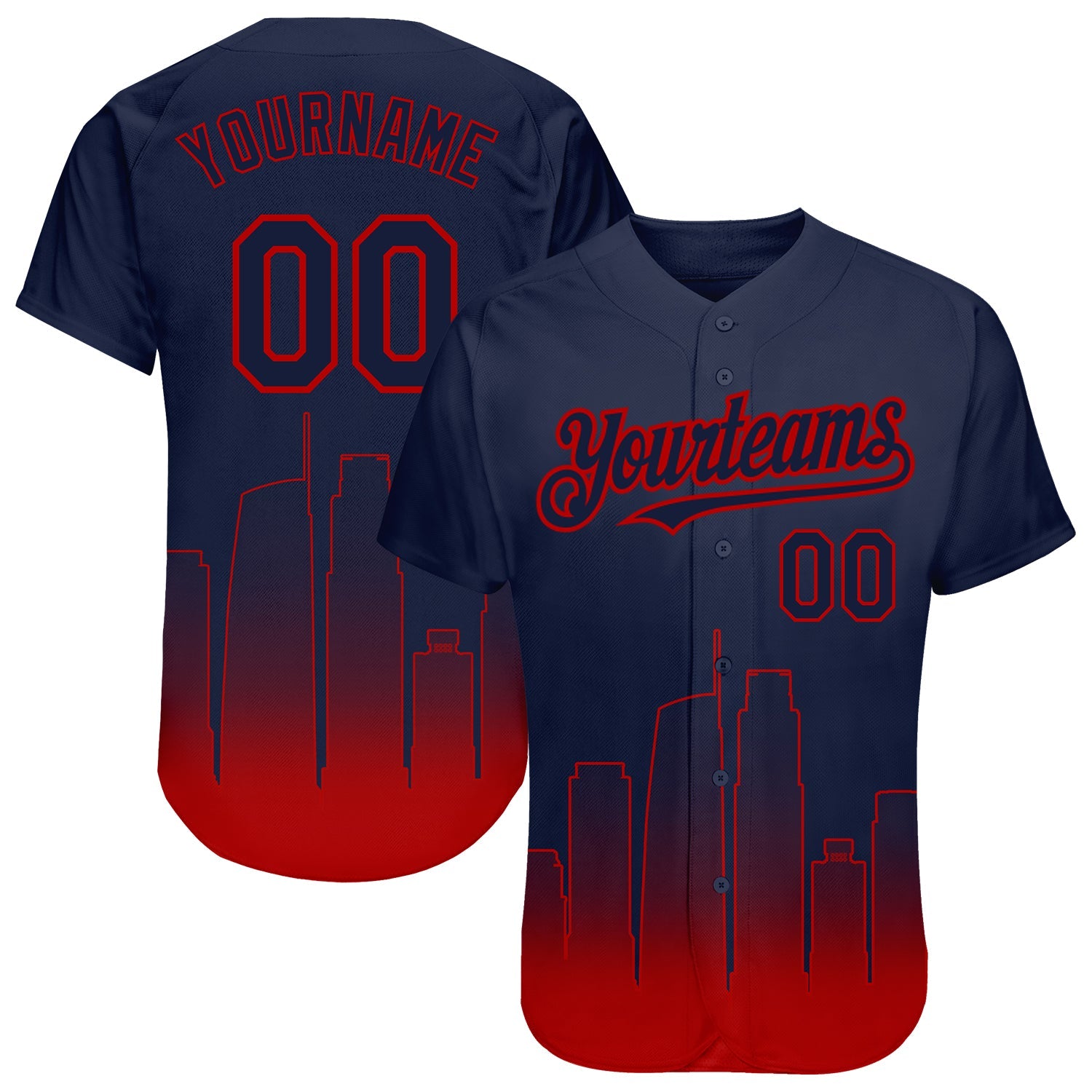 Custom Navy Navy-Red 3D Los Angeles City Edition Fade Fashion Authentic Baseball Jersey - Main View