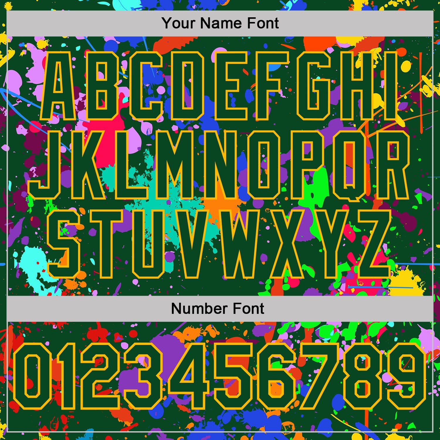 Custom Graffiti Pattern Green-Gold Vibrant Multicolor Paint Splatter Performance T-Shirt view 4