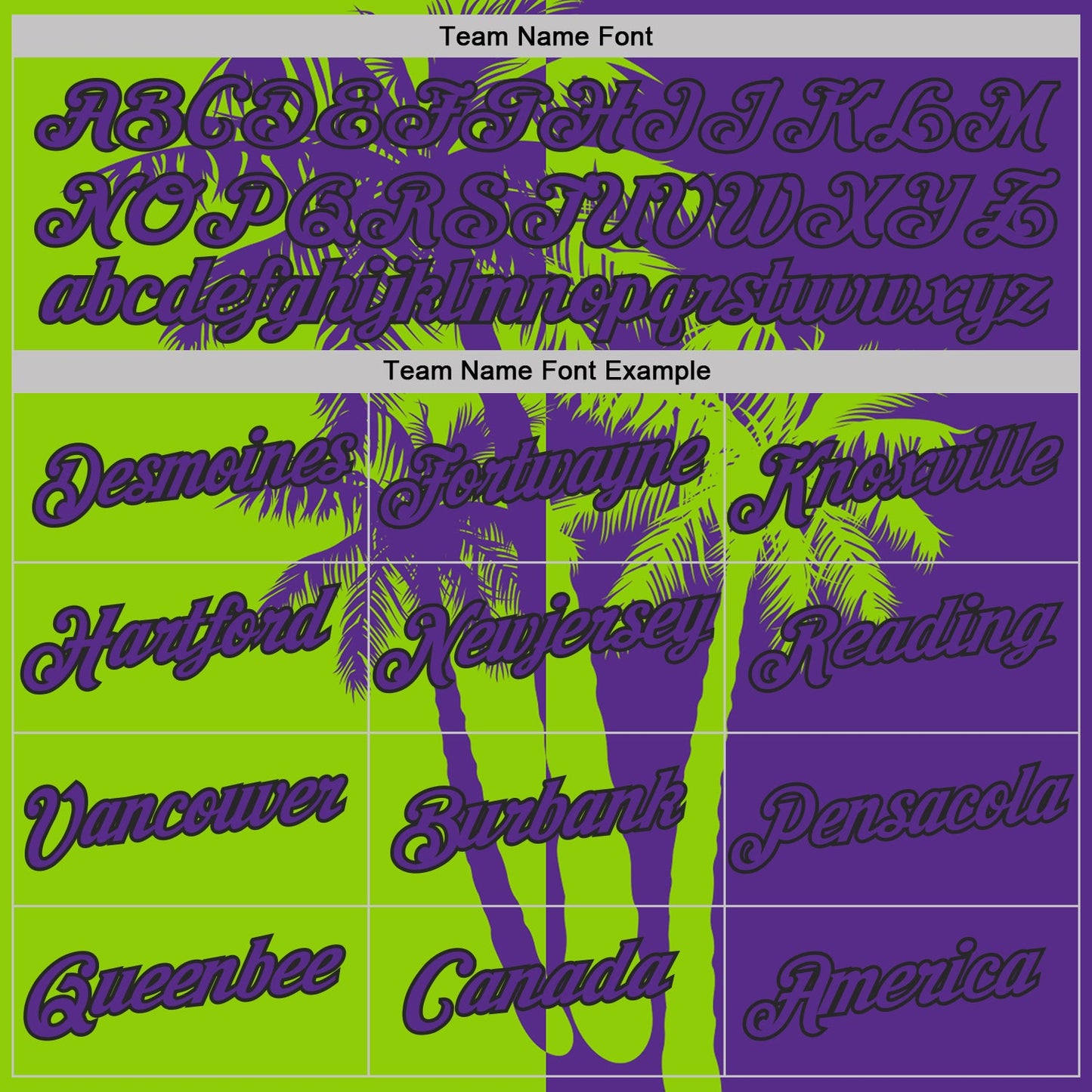 Custom Purple Neon Green-Black Hawaii Tropical Coastal Palm Trees Performance T-Shirt view 3