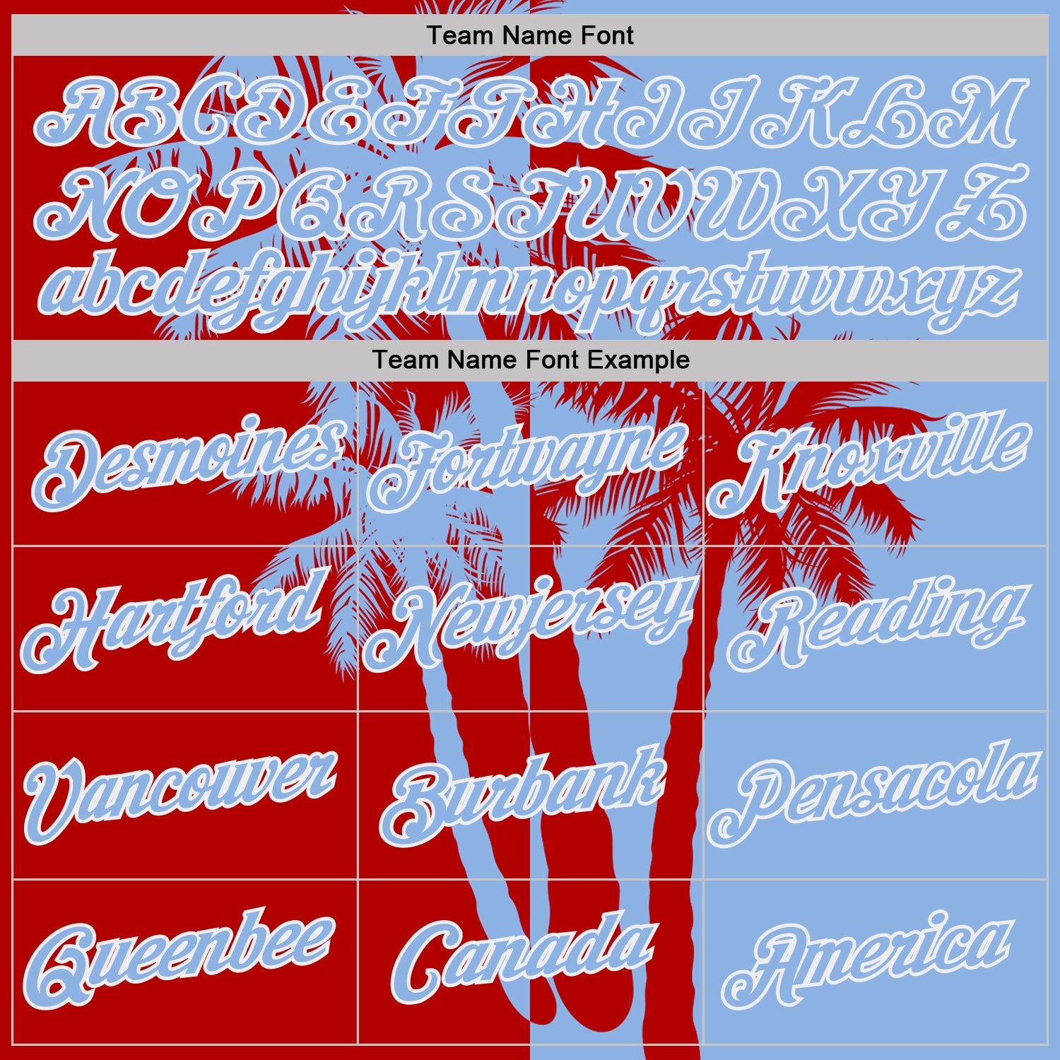 Custom Light Blue Red-White Hawaii Tropical Coastal Palm Trees Performance T-Shirt view 3