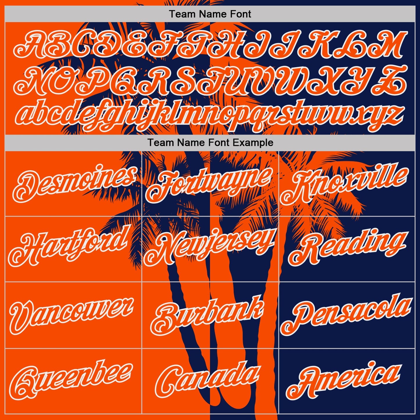 Custom Navy Orange-White Hawaii Tropical Coastal Palm Trees Performance T-Shirt view 3