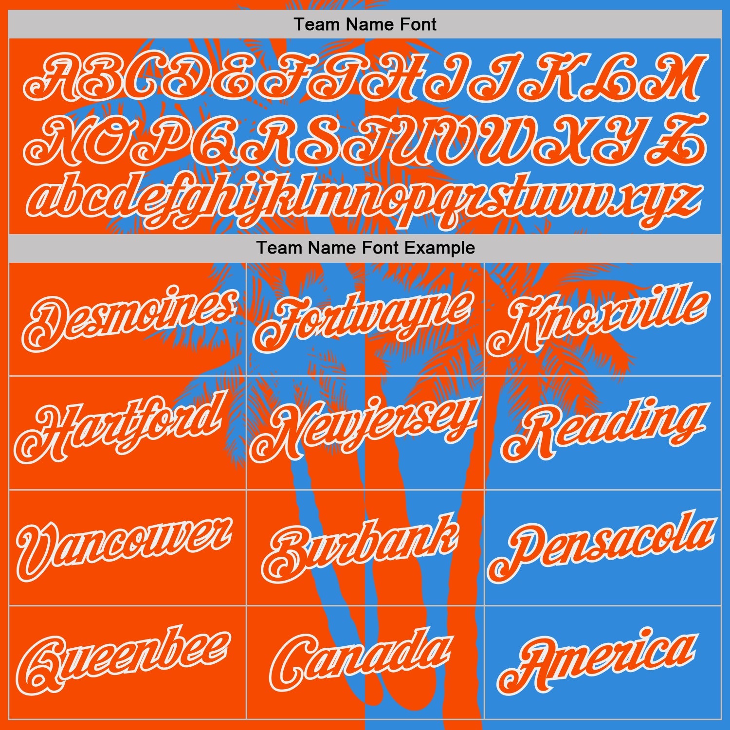 Custom Powder Blue Orange-White Hawaii Tropical Coastal Palm Trees Performance T-Shirt view 3