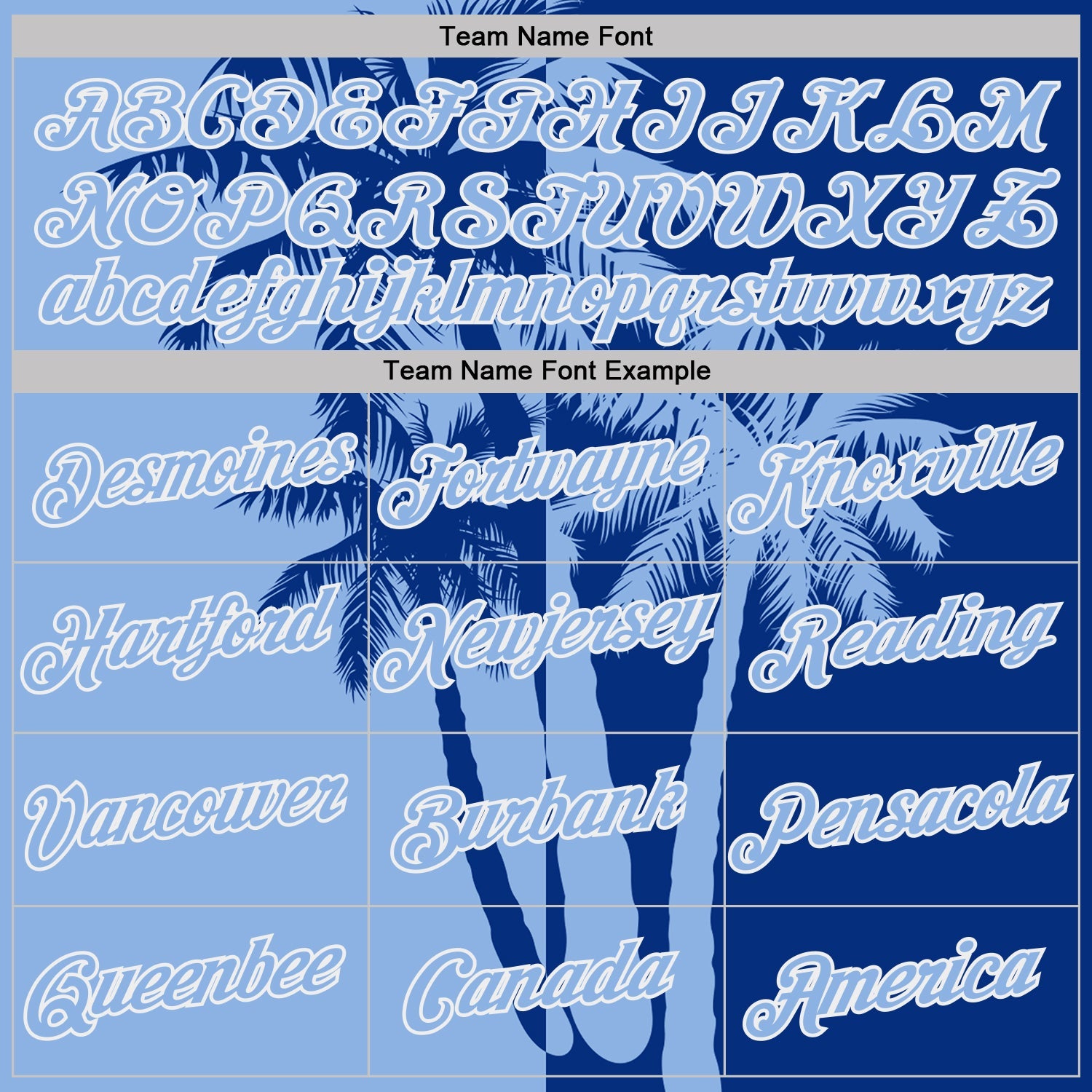 Custom Royal Light Blue-White Hawaii Tropical Coastal Palm Trees Performance T-Shirt view 3