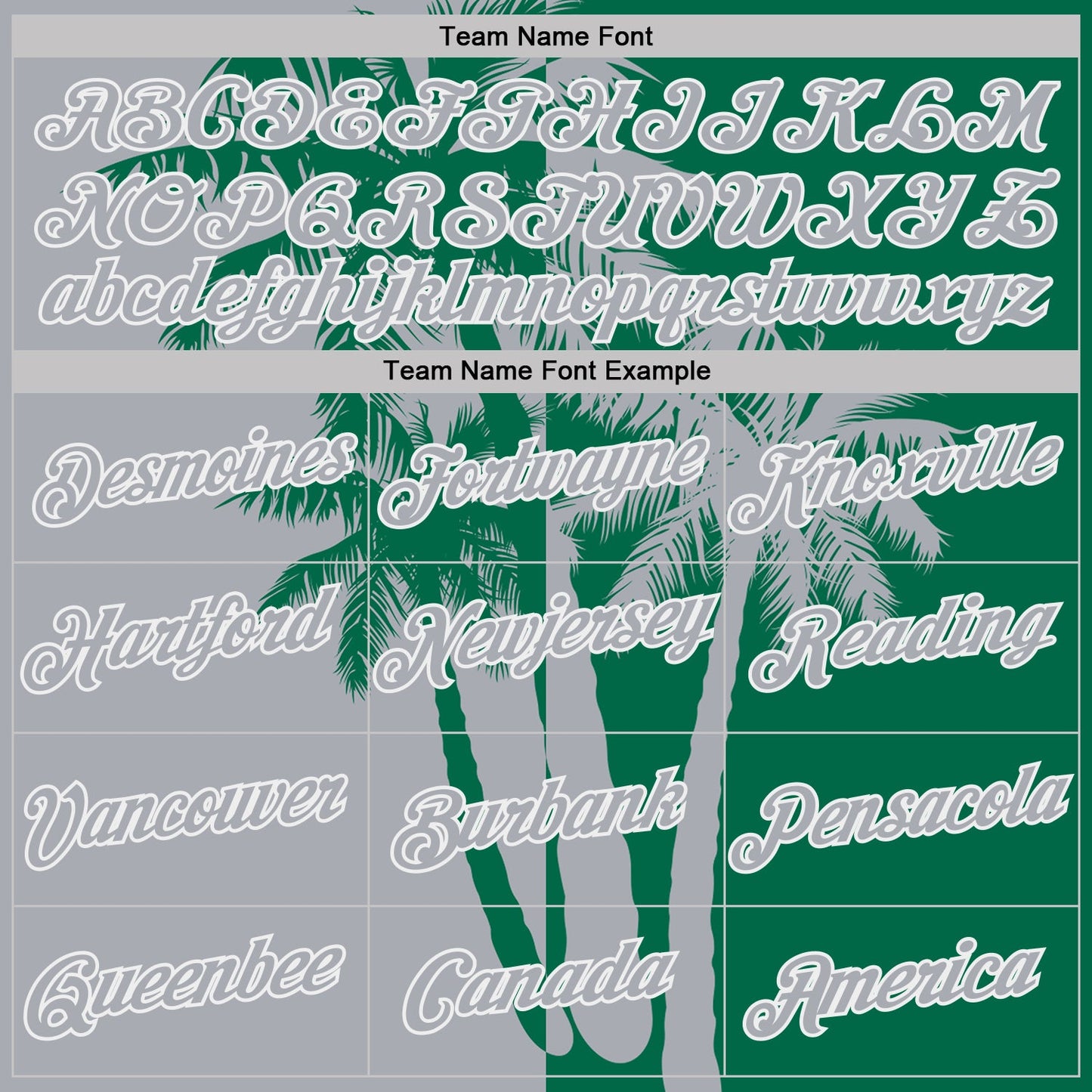 Custom Kelly Green Gray-White Hawaii Tropical Coastal Palm Trees Performance T-Shirt view 3