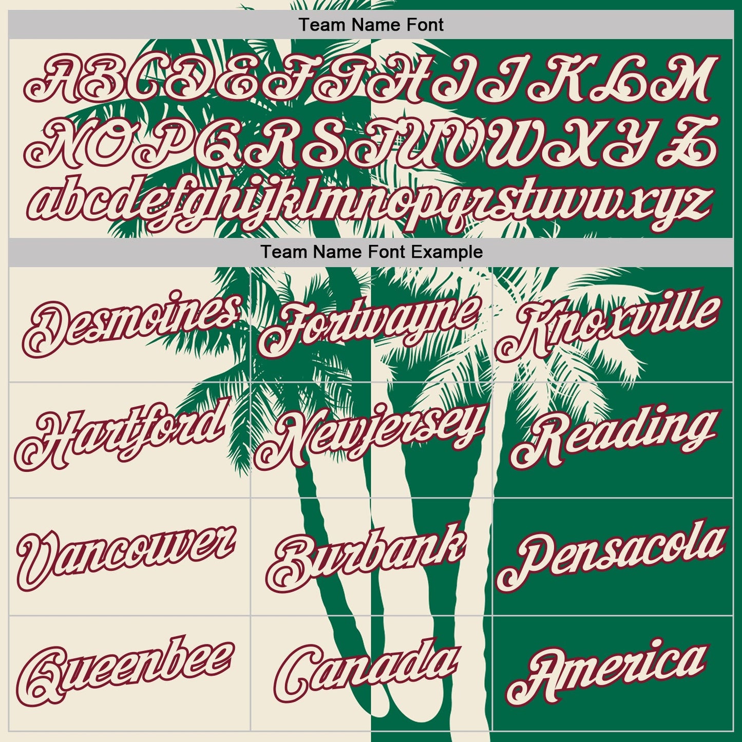 Custom Kelly Green Cream-Crimson Hawaii Tropical Coastal Palm Trees Performance T-Shirt view 3
