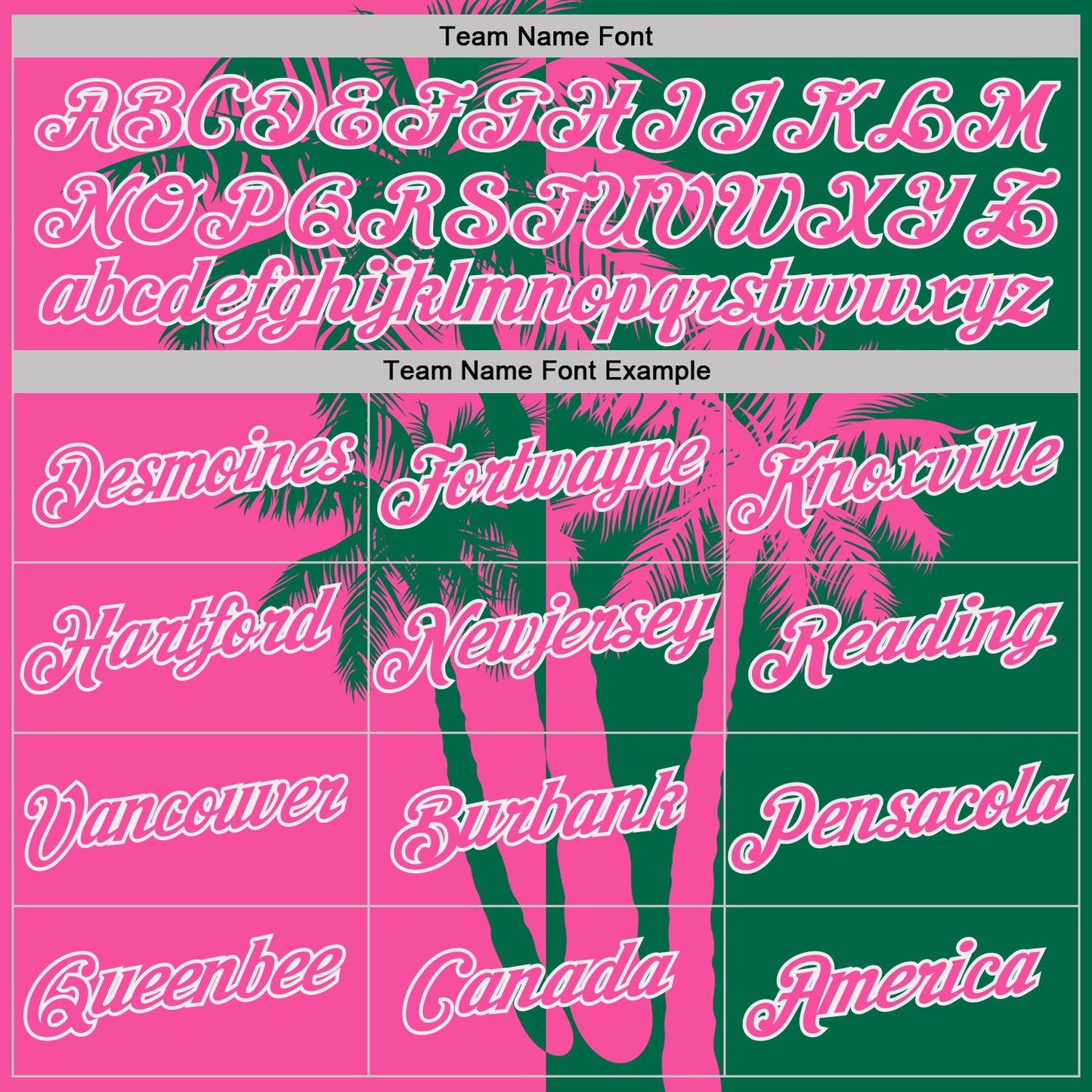 Custom Kelly Green Pink-White Hawaii Tropical Coastal Palm Trees Performance T-Shirt view 3