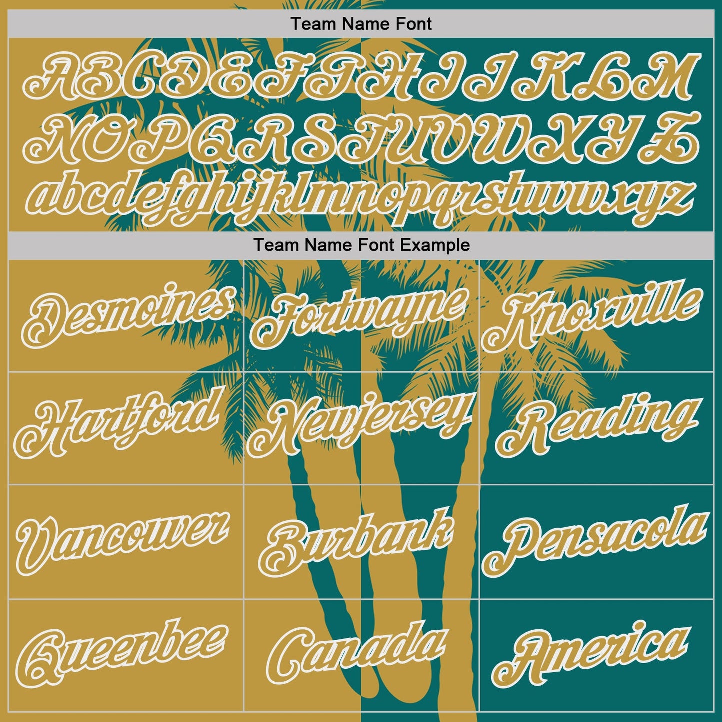 Custom Teal Old Gold-White Hawaii Tropical Coastal Palm Trees Performance T-Shirt view 3