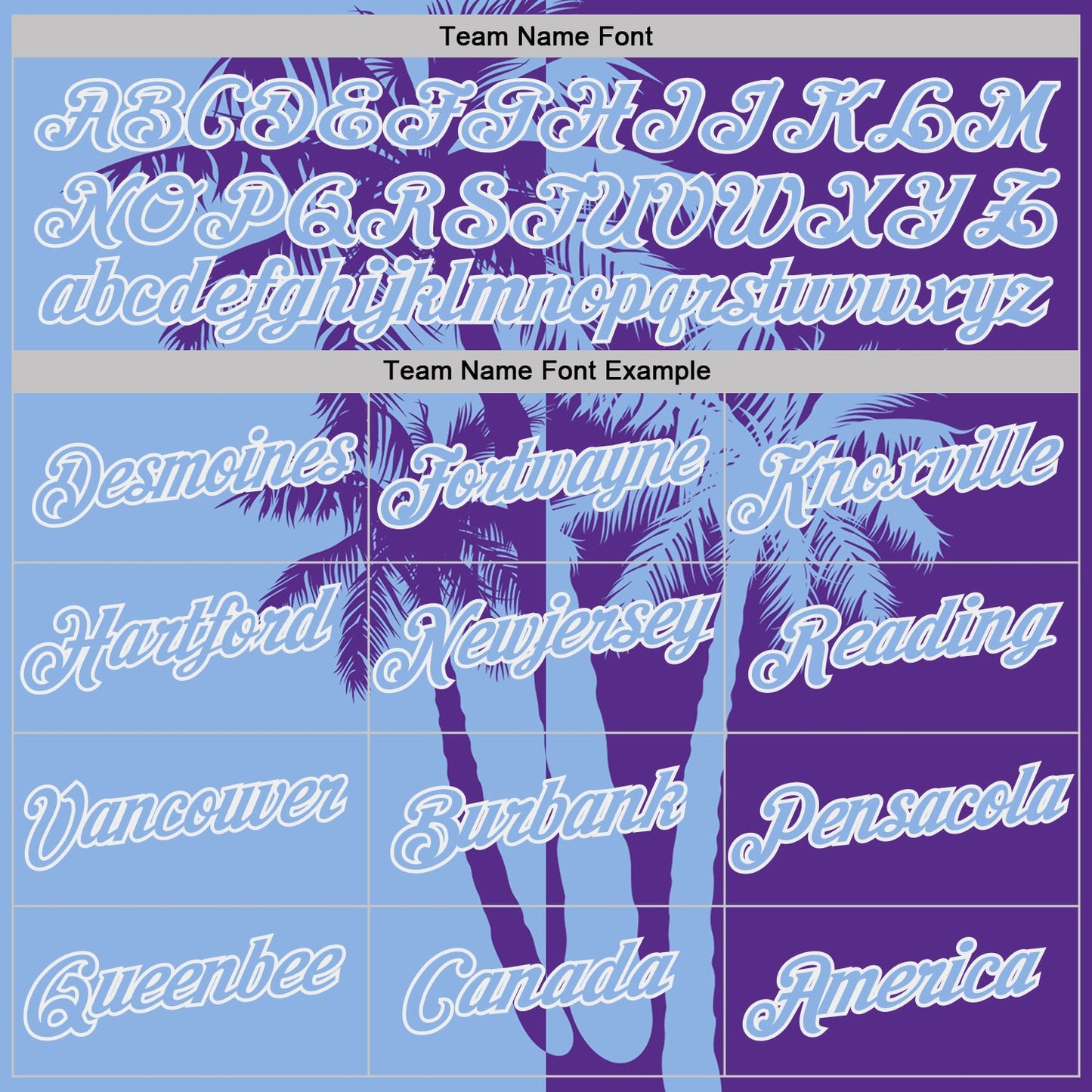 Custom Purple Light Blue-White Hawaii Tropical Coastal Palm Trees Performance T-Shirt view 3