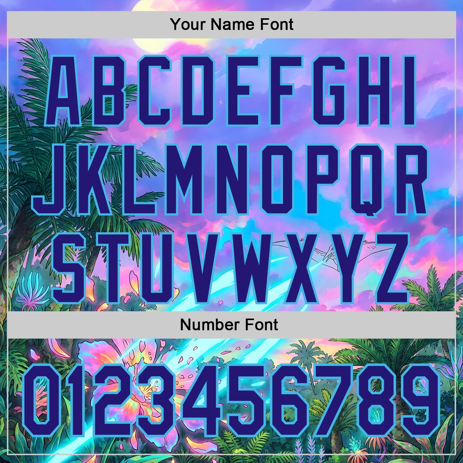 Custom Purple Dark Purple Pink-Sky Blue Cyber Tropical Palm Trees Psychedelic Sky Authentic Baseball Jersey view 5