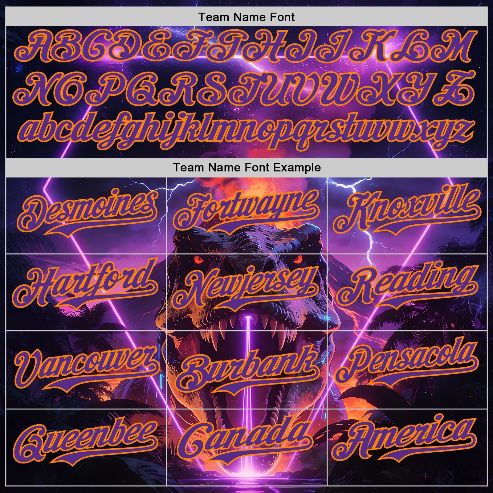 Custom Black Purple-Bay Orange Cyber Tropical Palm Trees Dinosaur Gothic Fantasy Authentic Baseball Jersey view 4