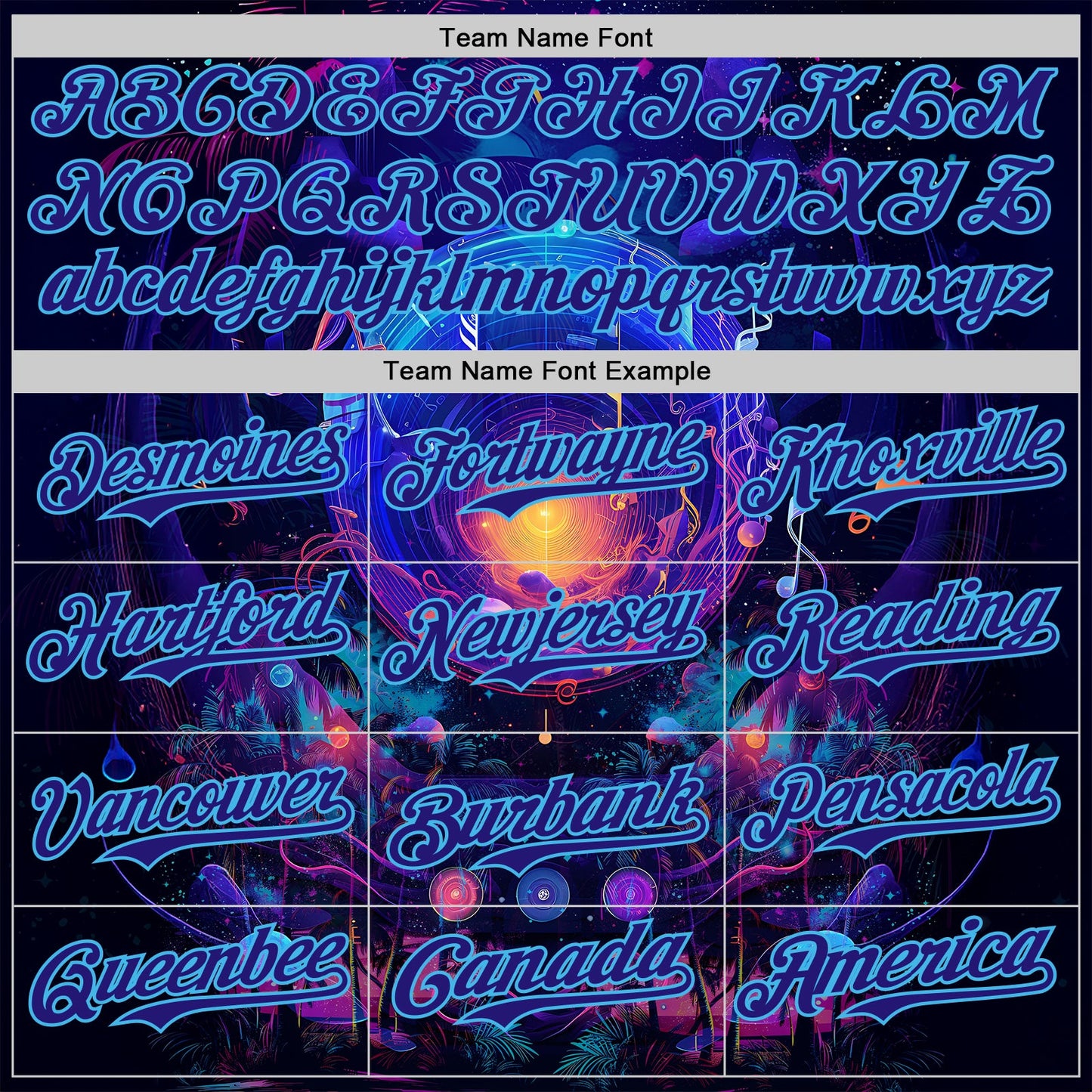 Custom Blue Dark Purple-Sky Blue Cyber Tropical Palm Trees Music Festival Cosmic Nebula Authentic Baseball Jersey view 4