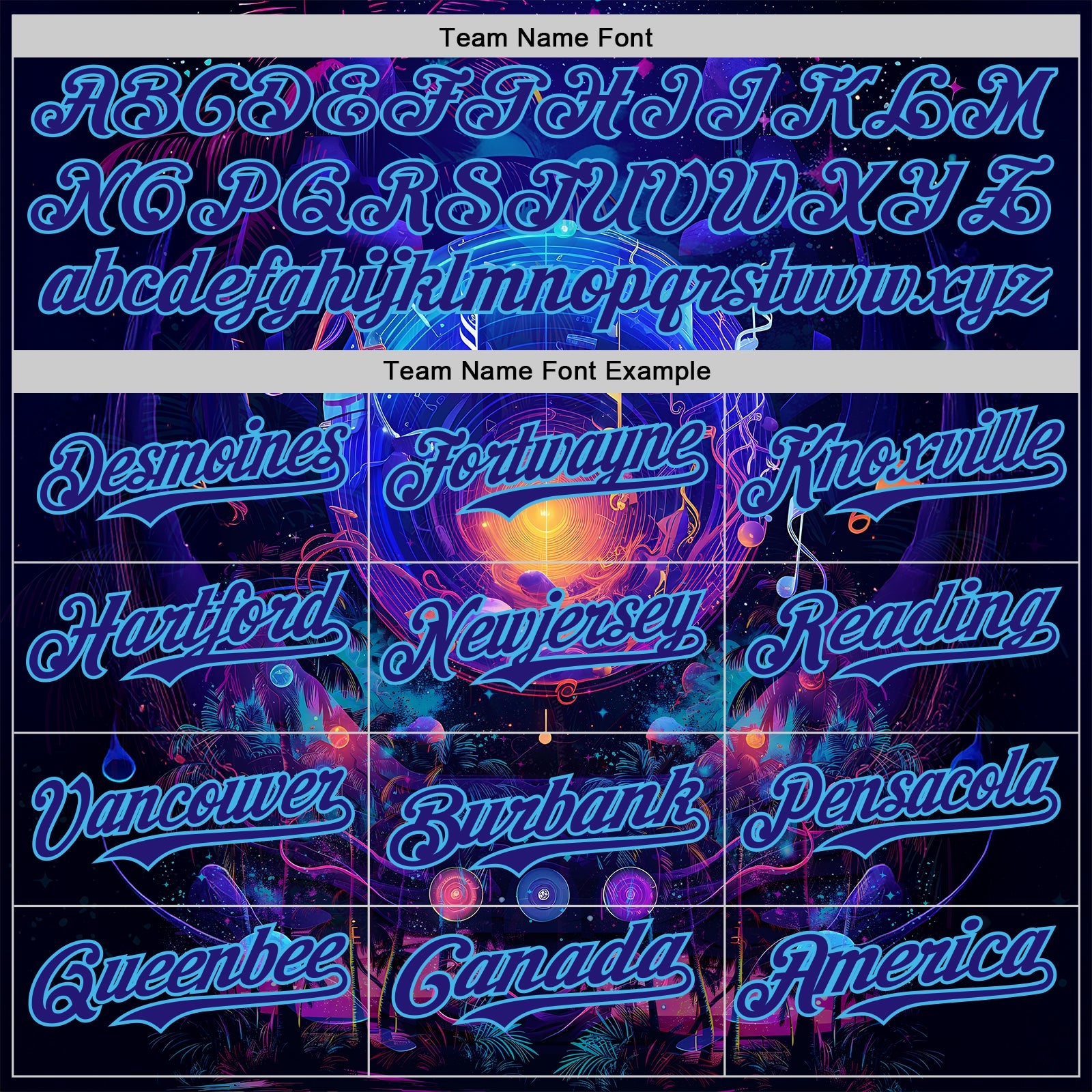 Custom Blue Dark Purple-Sky Blue Cyber Tropical Palm Trees Music Festival Cosmic Nebula Authentic Baseball Jersey view 4