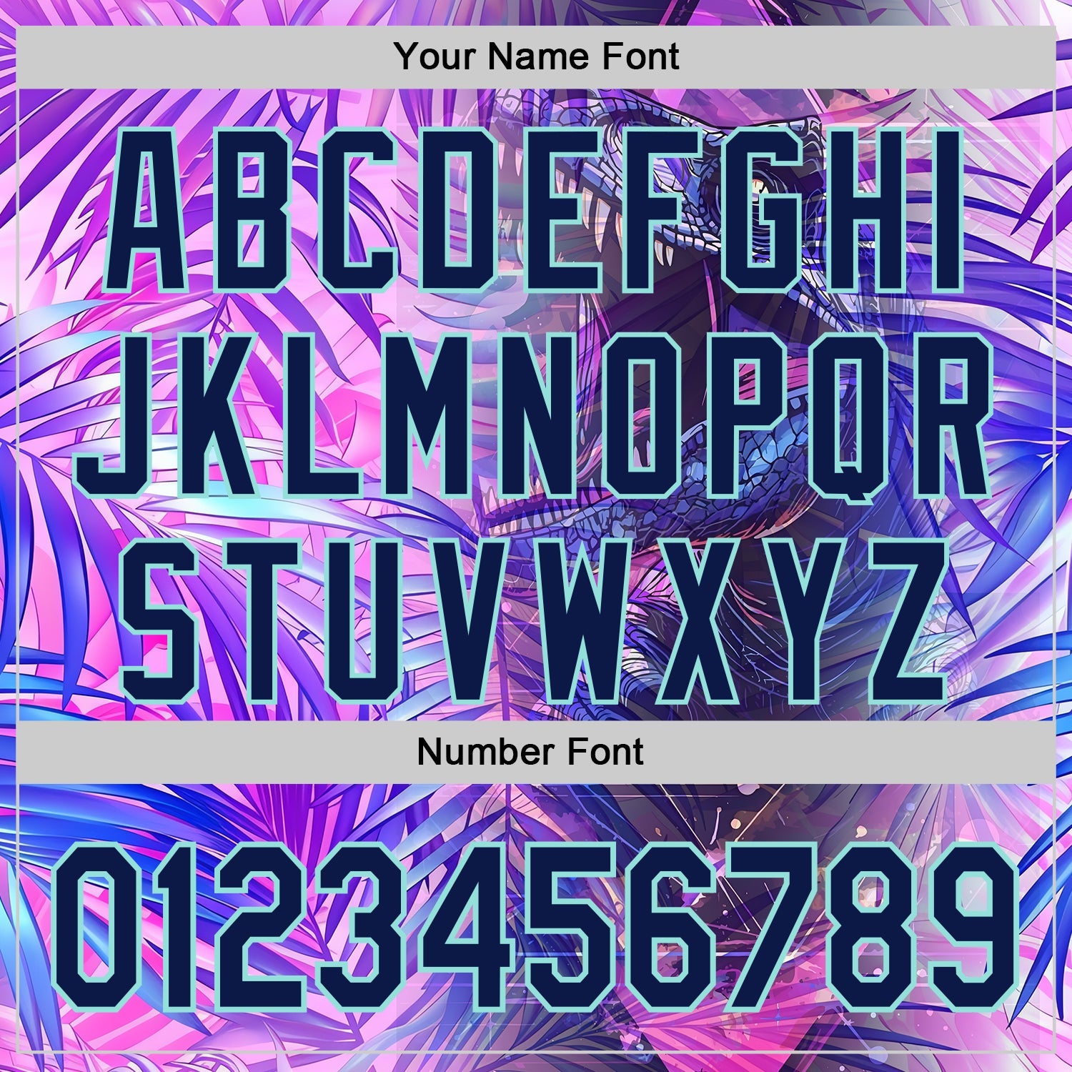 Custom Purple Navy-Ice Blue Cyber Tropical Palm Trees Dinosaur Gothic Fantasy Authentic Baseball Jersey view 5