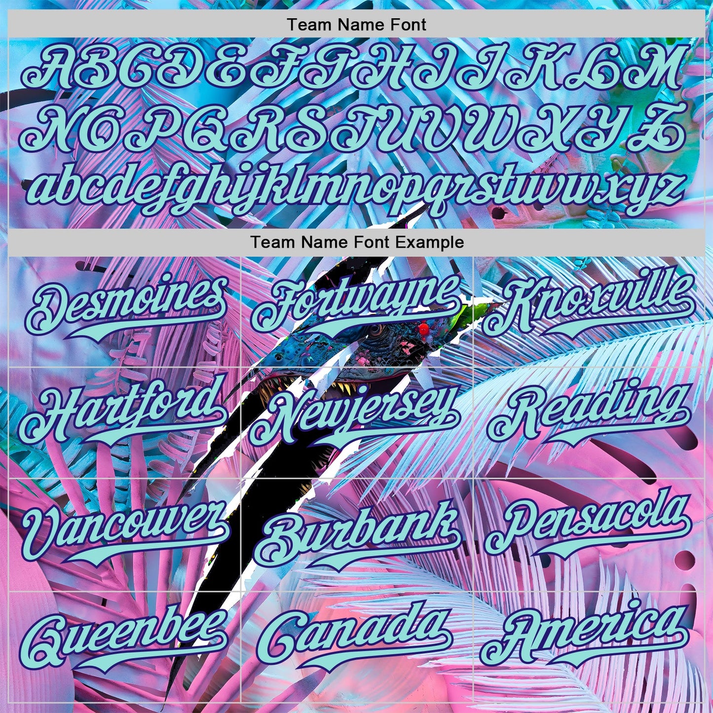 Custom Blue Ice Blue Pink-Dark Purple Cyber Tropical Palm Trees Music Festival Gothic Fantasy Authentic Baseball Jersey view 4