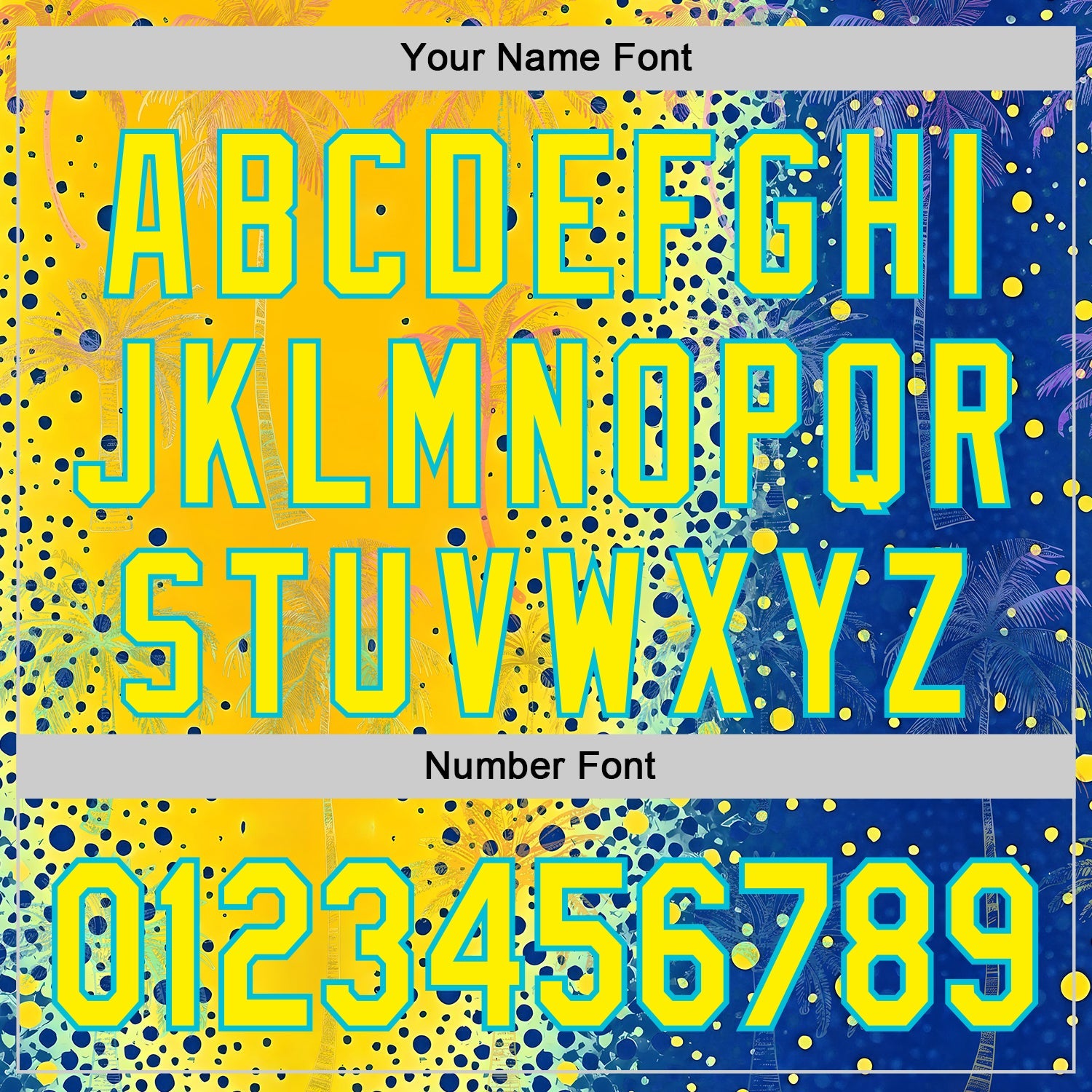 Custom Yellow Light Yellow Blue-Lakes Blue Cyber Tropical Palm Trees Music Festival Gradient Neon Polka Dot Authentic Baseball Jersey view 5