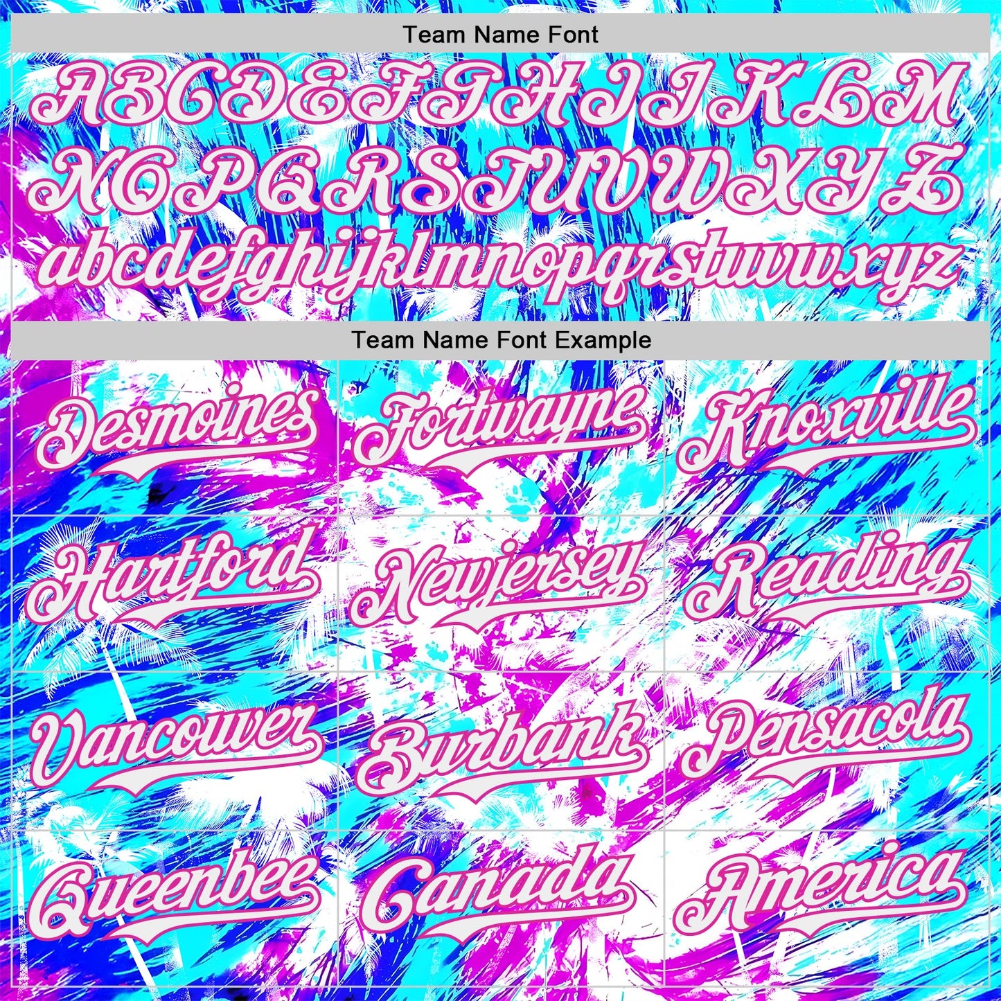 Custom Ice Blue White Blue-Deep Pink Cyber Tropical Palm Trees Music Festival Authentic Baseball Jersey view 4