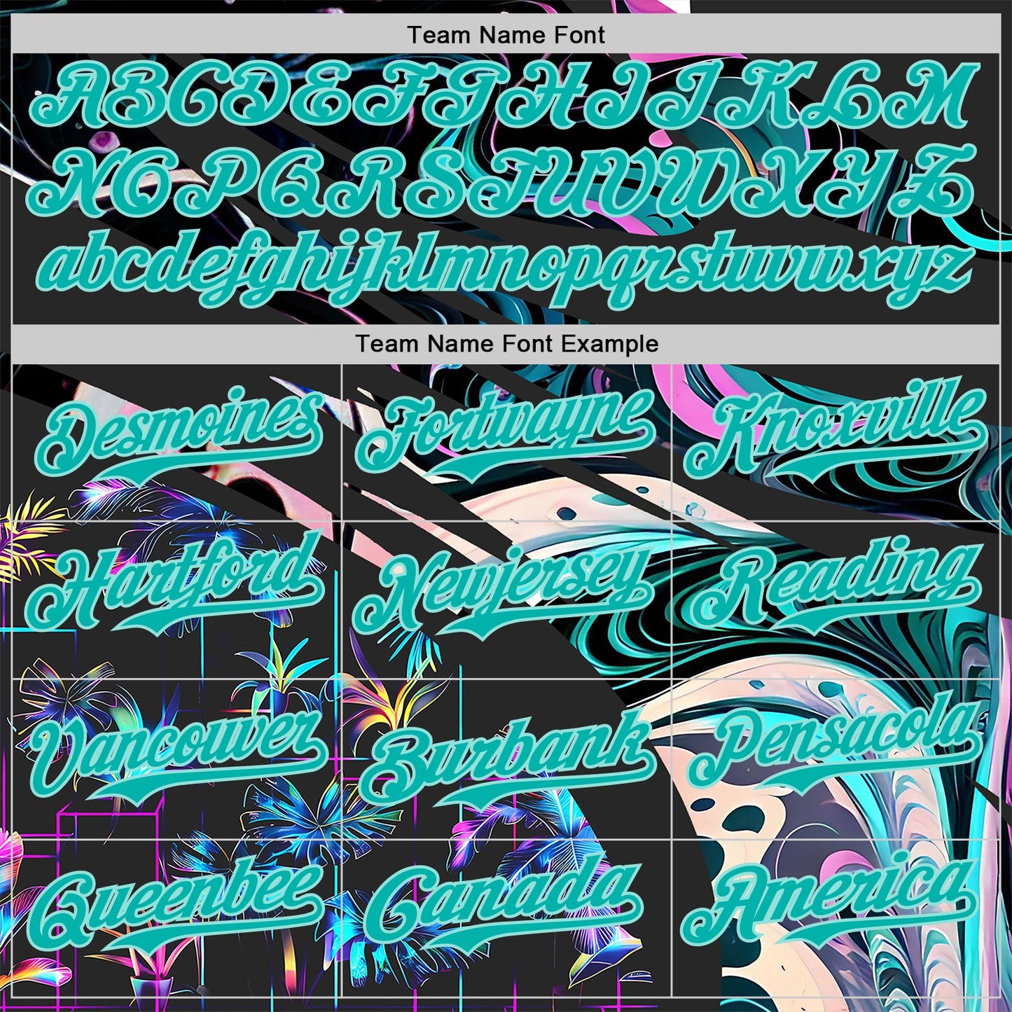 Custom Black Aqua-Ice Blue Cyber Tropical Palm Trees Music Festival Fluid Liquid Authentic Baseball Jersey view 4