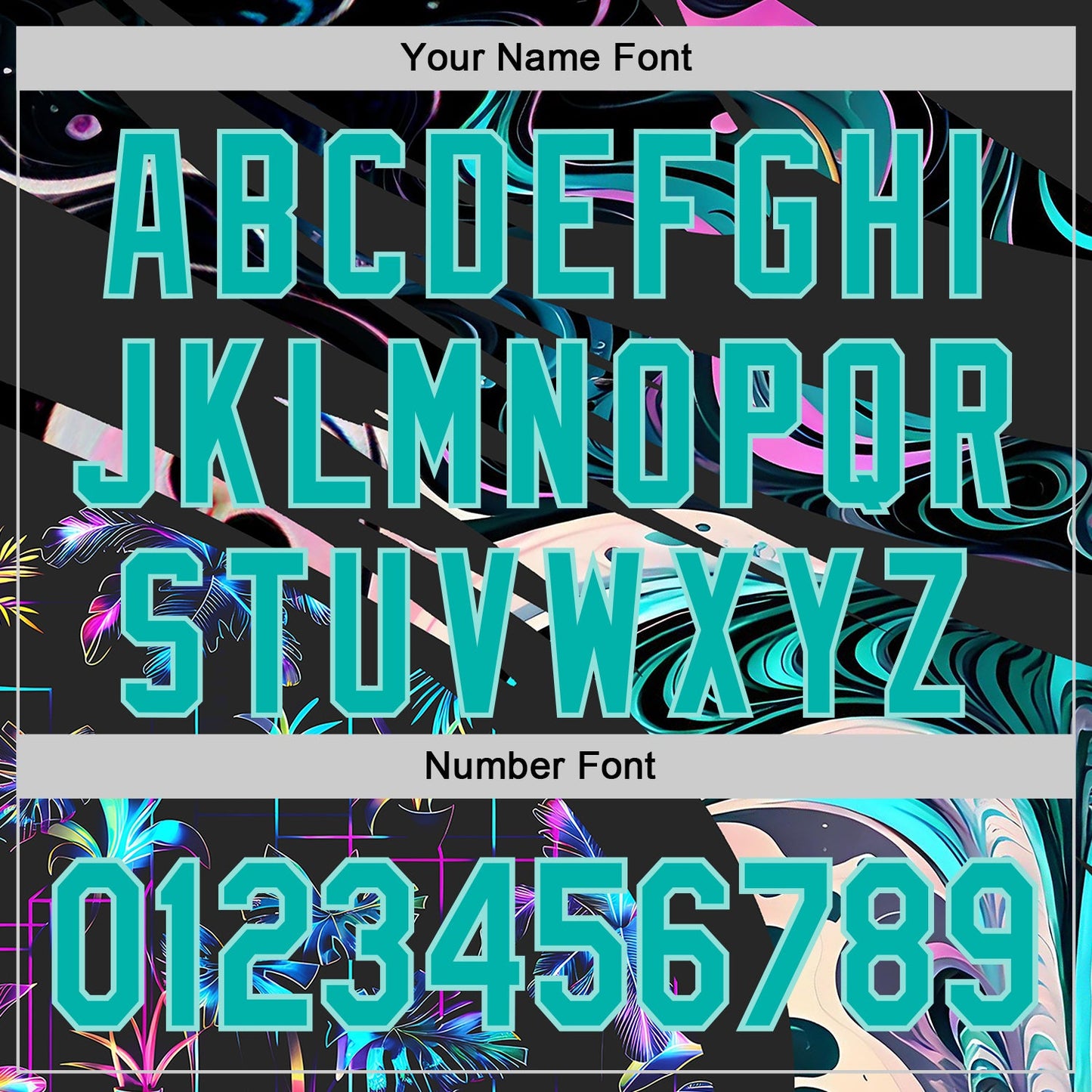 Custom Black Aqua-Ice Blue Cyber Tropical Palm Trees Music Festival Fluid Liquid Authentic Baseball Jersey view 5