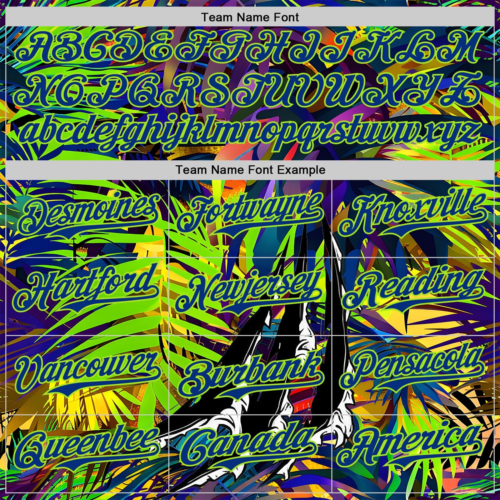 Custom Black Royal-Neon Green Cyber Tropical Palm Trees Music Festival Claw Marks Authentic Baseball Jersey view 4