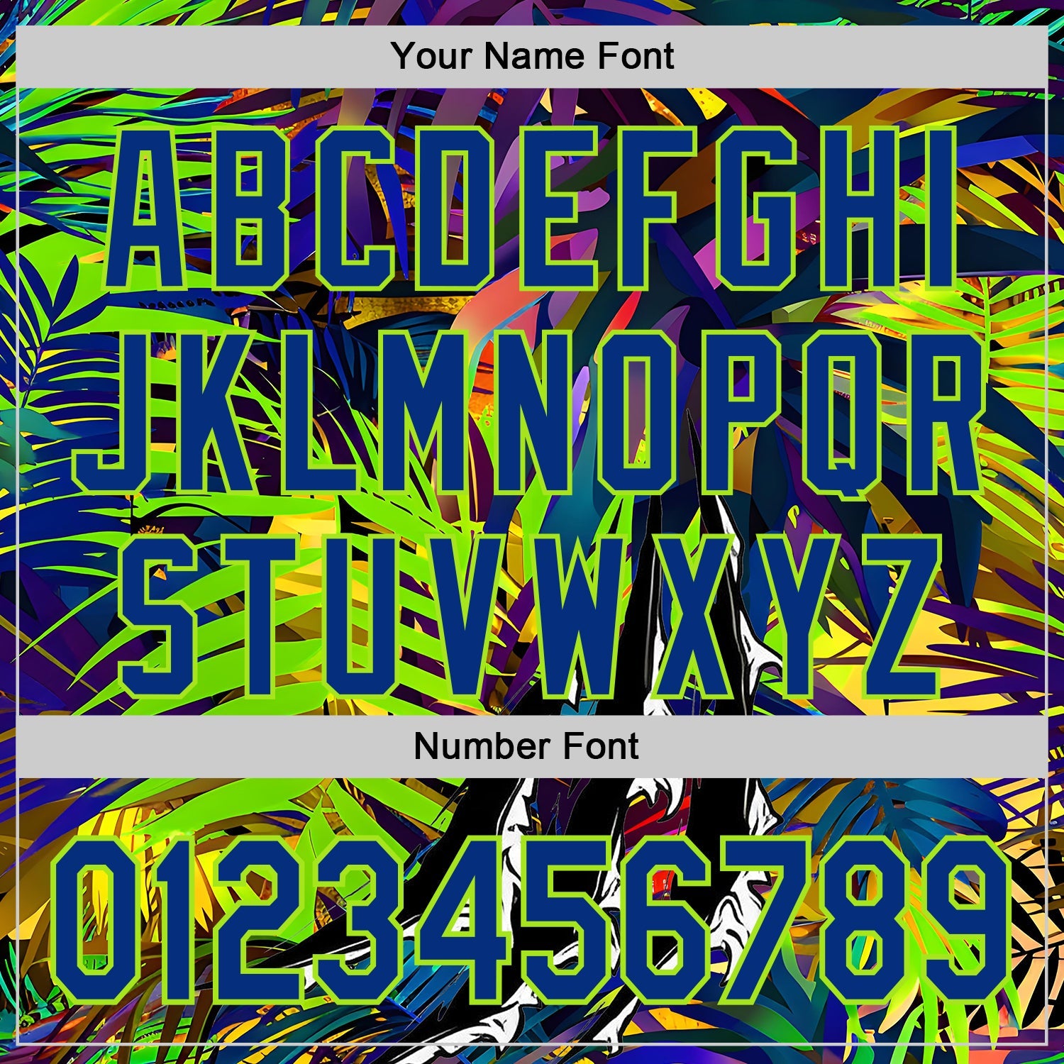 Custom Black Royal-Neon Green Cyber Tropical Palm Trees Music Festival Claw Marks Authentic Baseball Jersey view 5