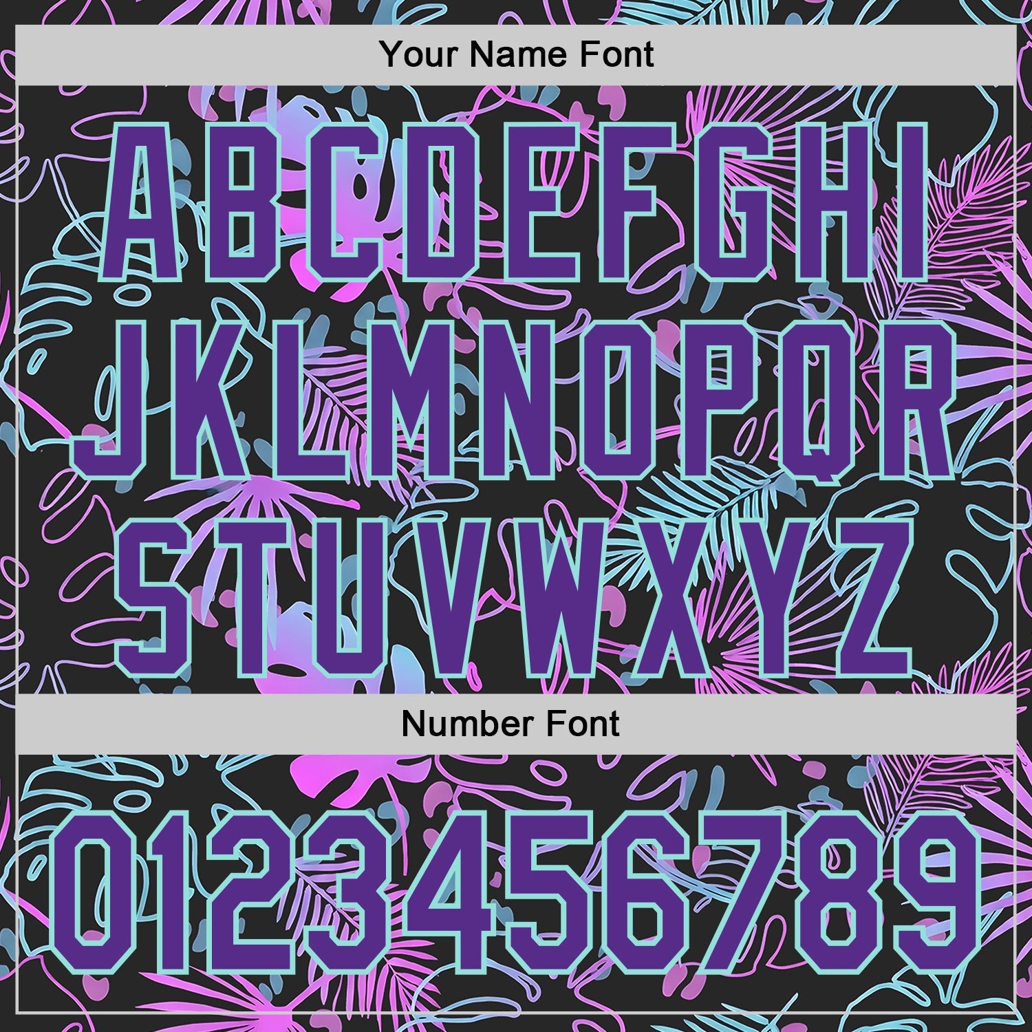 Custom Black Purple-Ice Blue Cyber Tropical Palm Trees Music Festival Authentic Baseball Jersey view 5