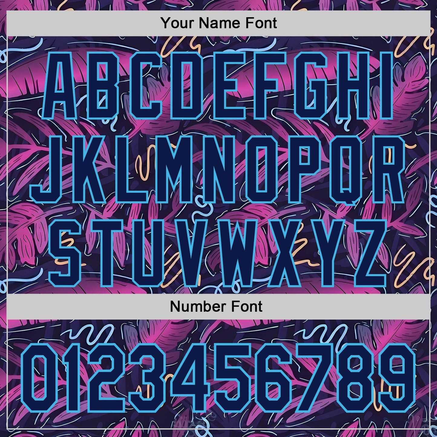Custom Black Navy Purple-Sky Blue Cyber Tropical Palm Trees Music Festival Authentic Baseball Jersey view 5