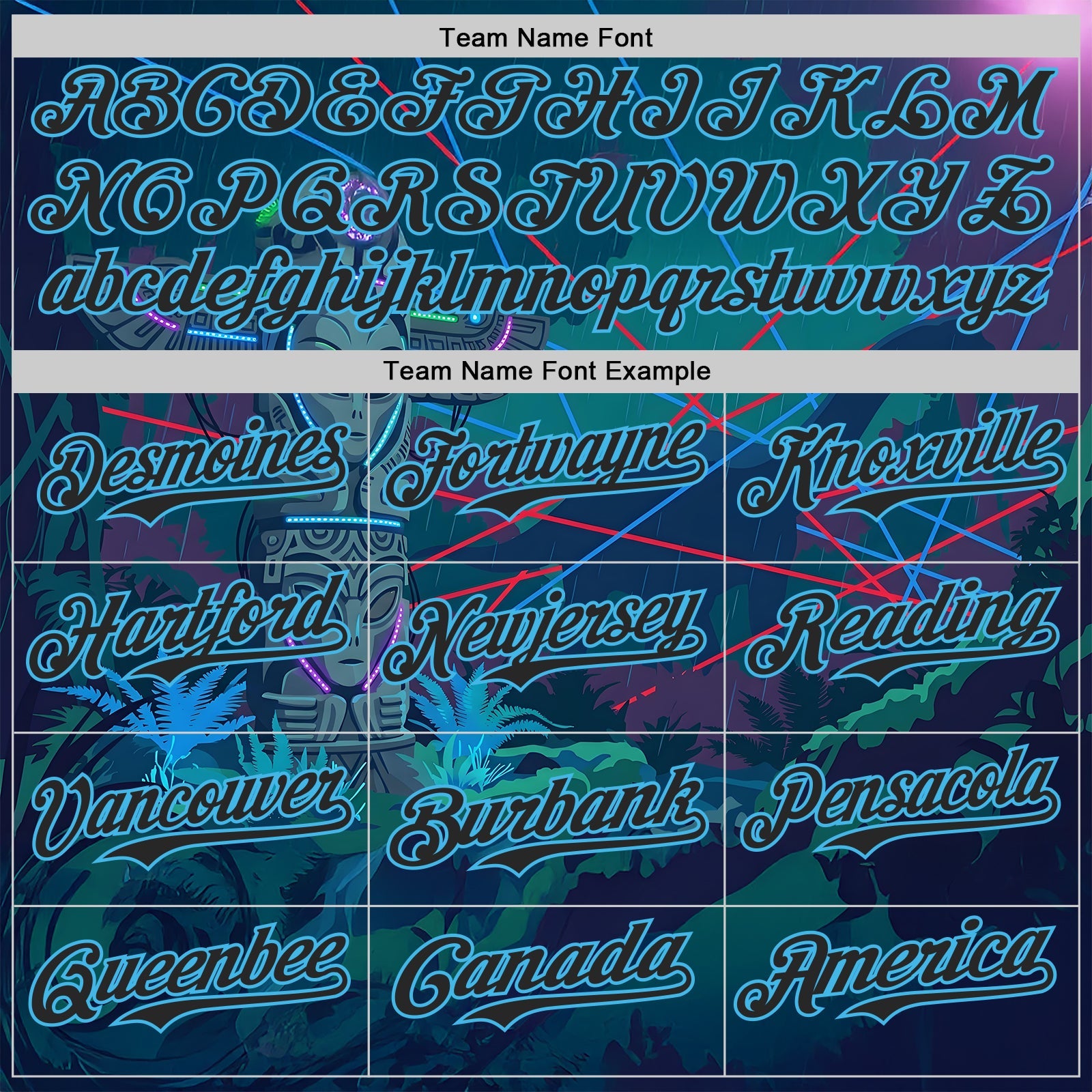 Custom Blue Black-Sky Blue Cyber Tropical Palm Trees Gothic Fantasy Authentic Baseball Jersey view 4
