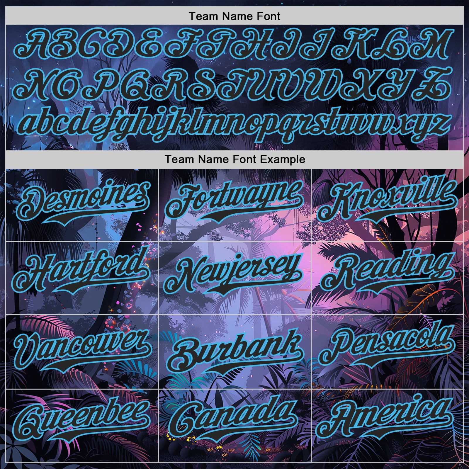 Custom Blue Black Purple-Sky Blue Cyber Tropical Palm Trees Music Festival Authentic Baseball Jersey view 4