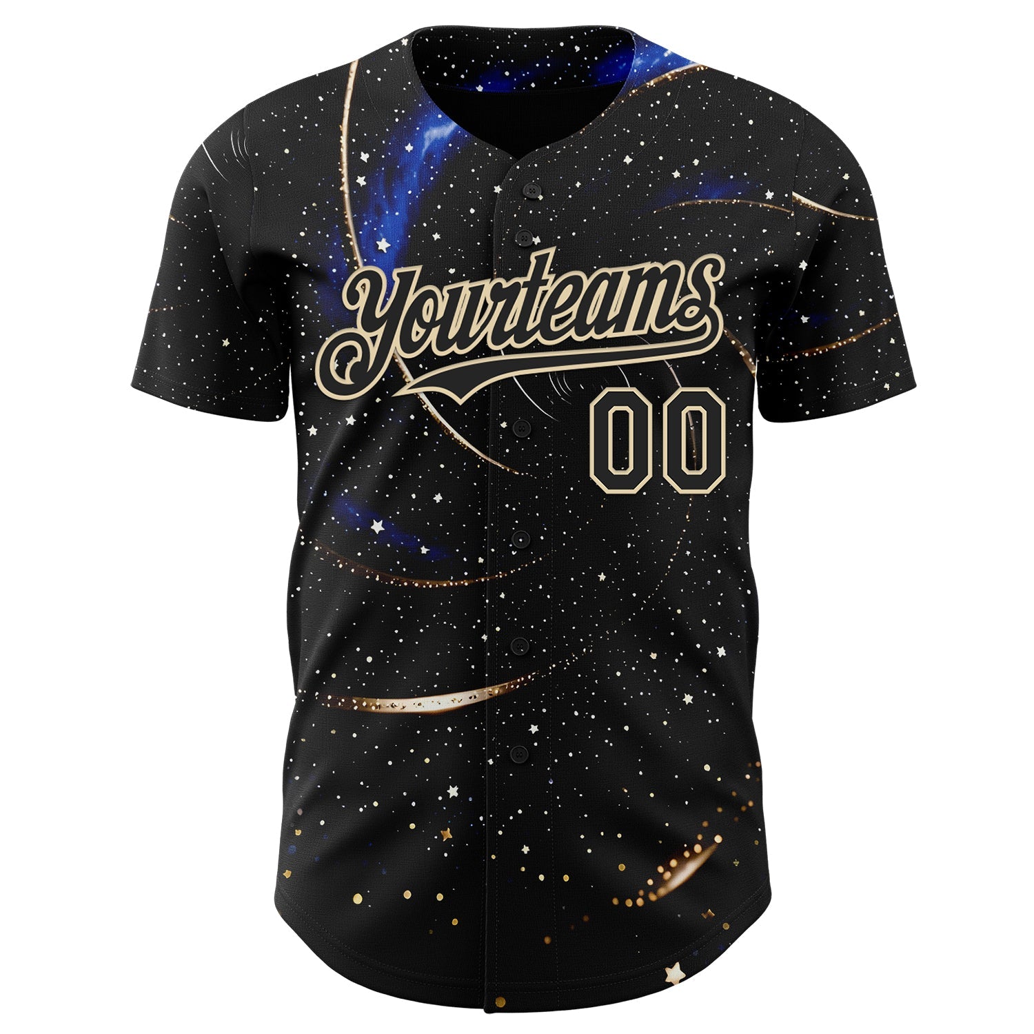 Custom Black-Cream Galaxy Star Authentic Baseball Jersey view 2