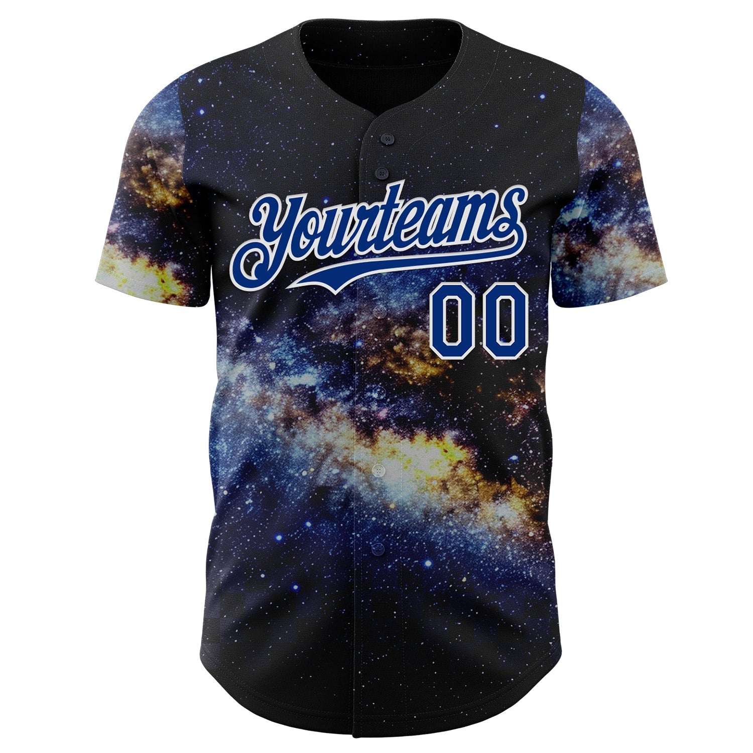 Custom Black Royal-White Galaxy Star Nebula Authentic Baseball Jersey view 2