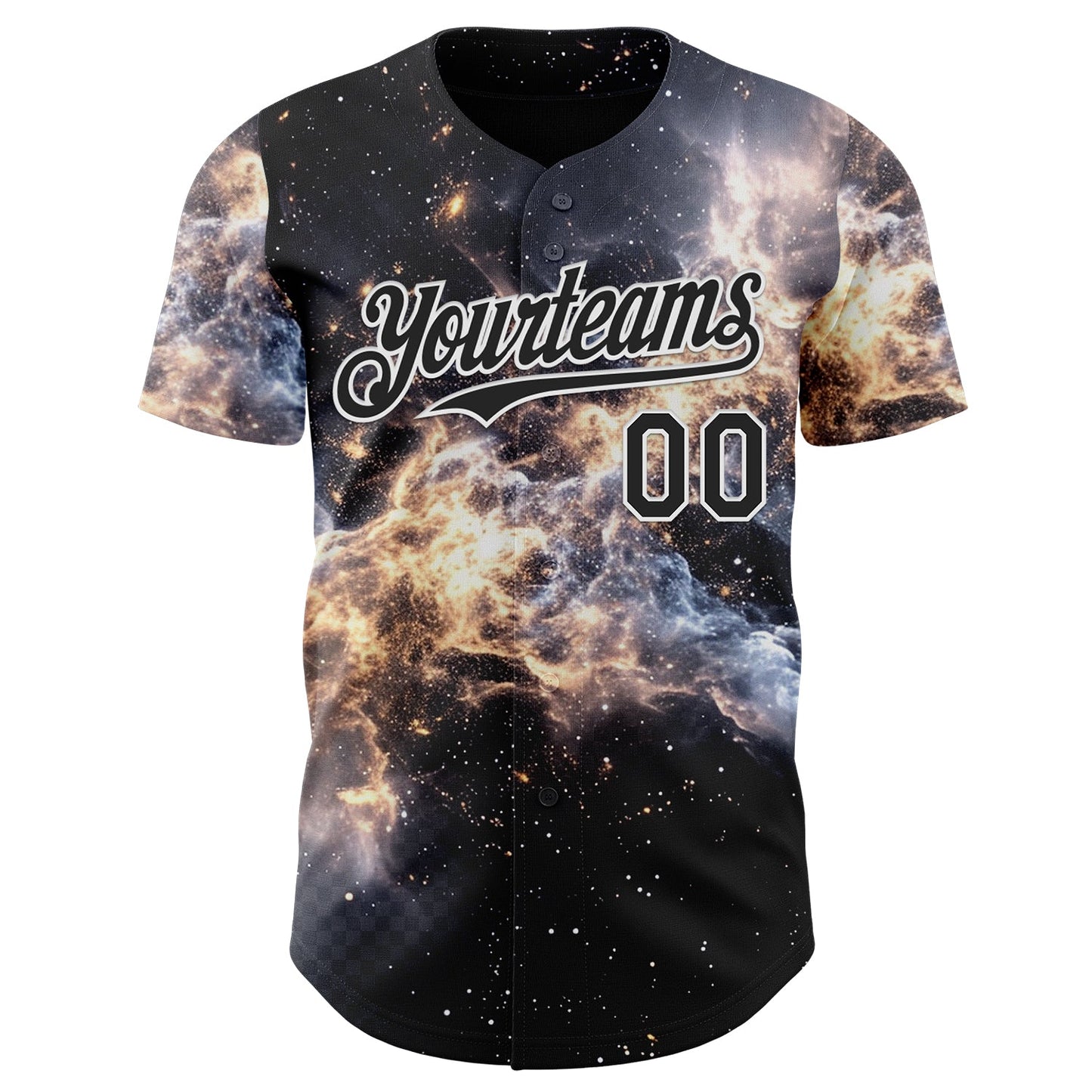 Custom Black-White Galaxy Star Nebula Authentic Baseball Jersey view 2