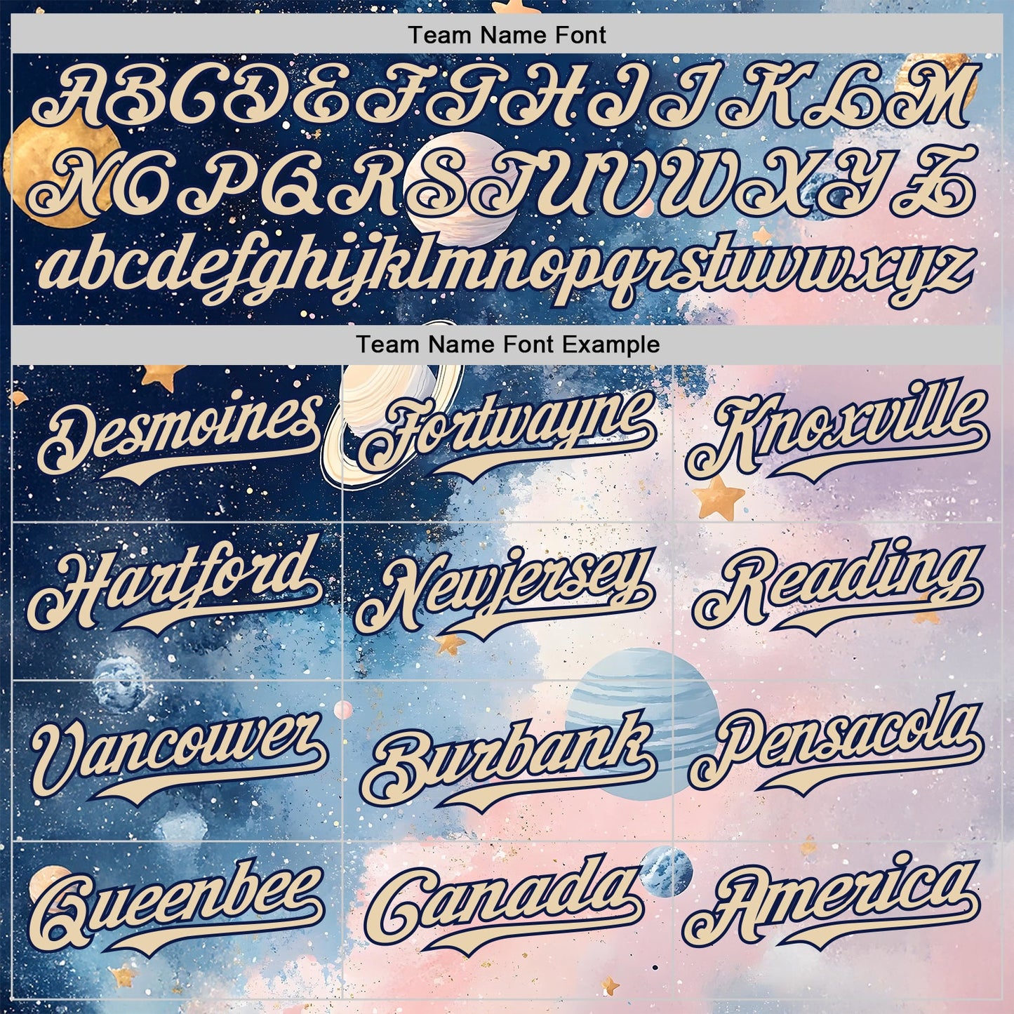 Custom Blue City Cream Light Pink-Navy Galaxy Star Nebula Authentic Baseball Jersey view 4