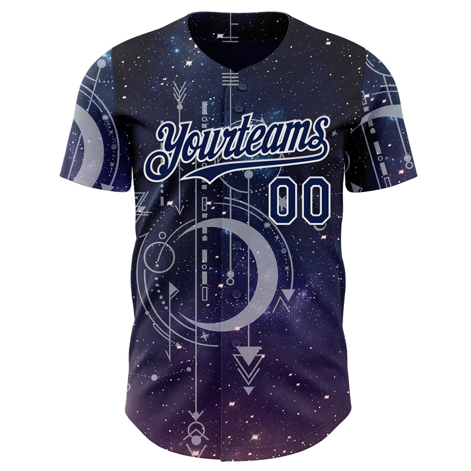 Custom Dark Purple Navy-White Galaxy Star Authentic Baseball Jersey view 2