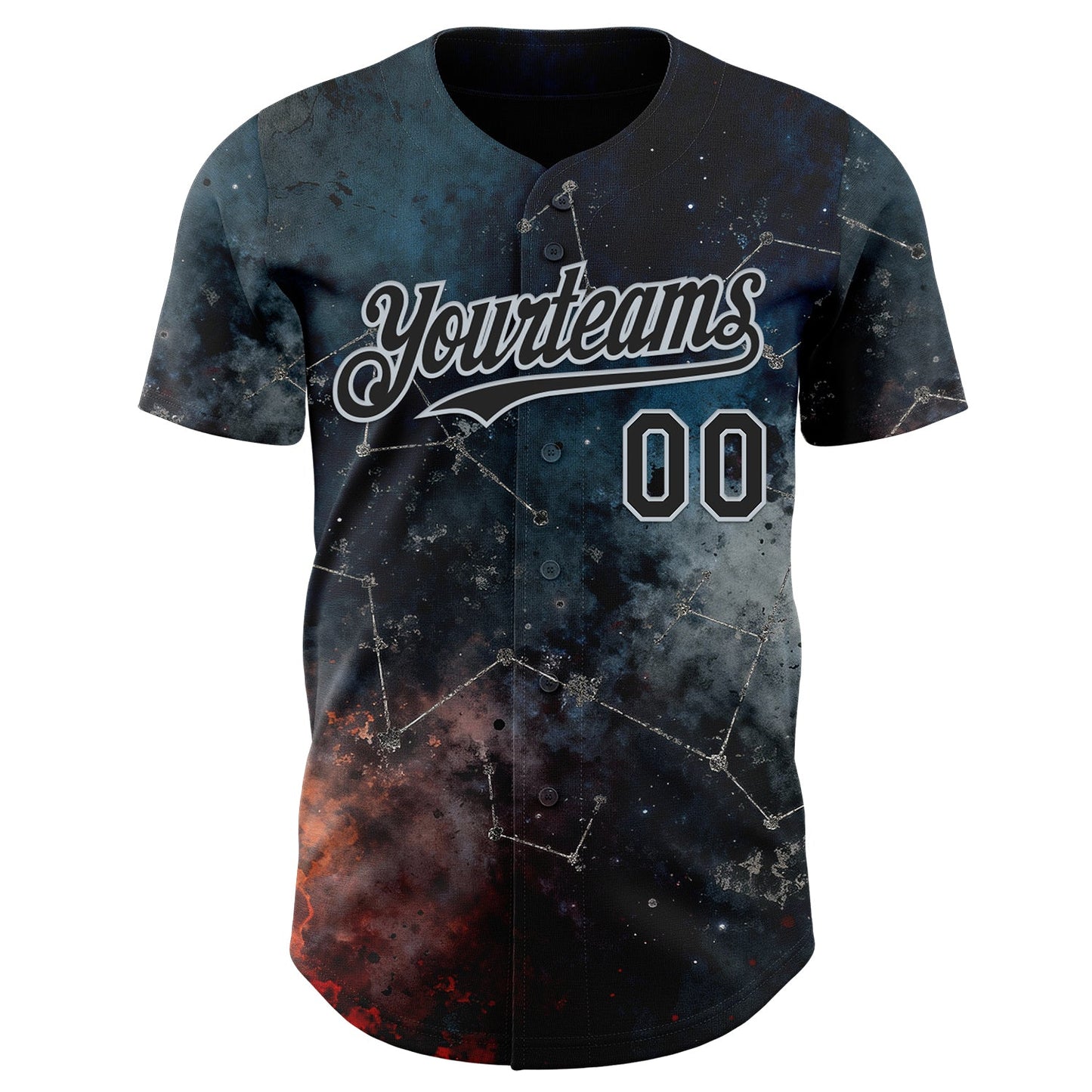 Custom Navy Black-Silver Galaxy Star Nebula Authentic Baseball Jersey view 2
