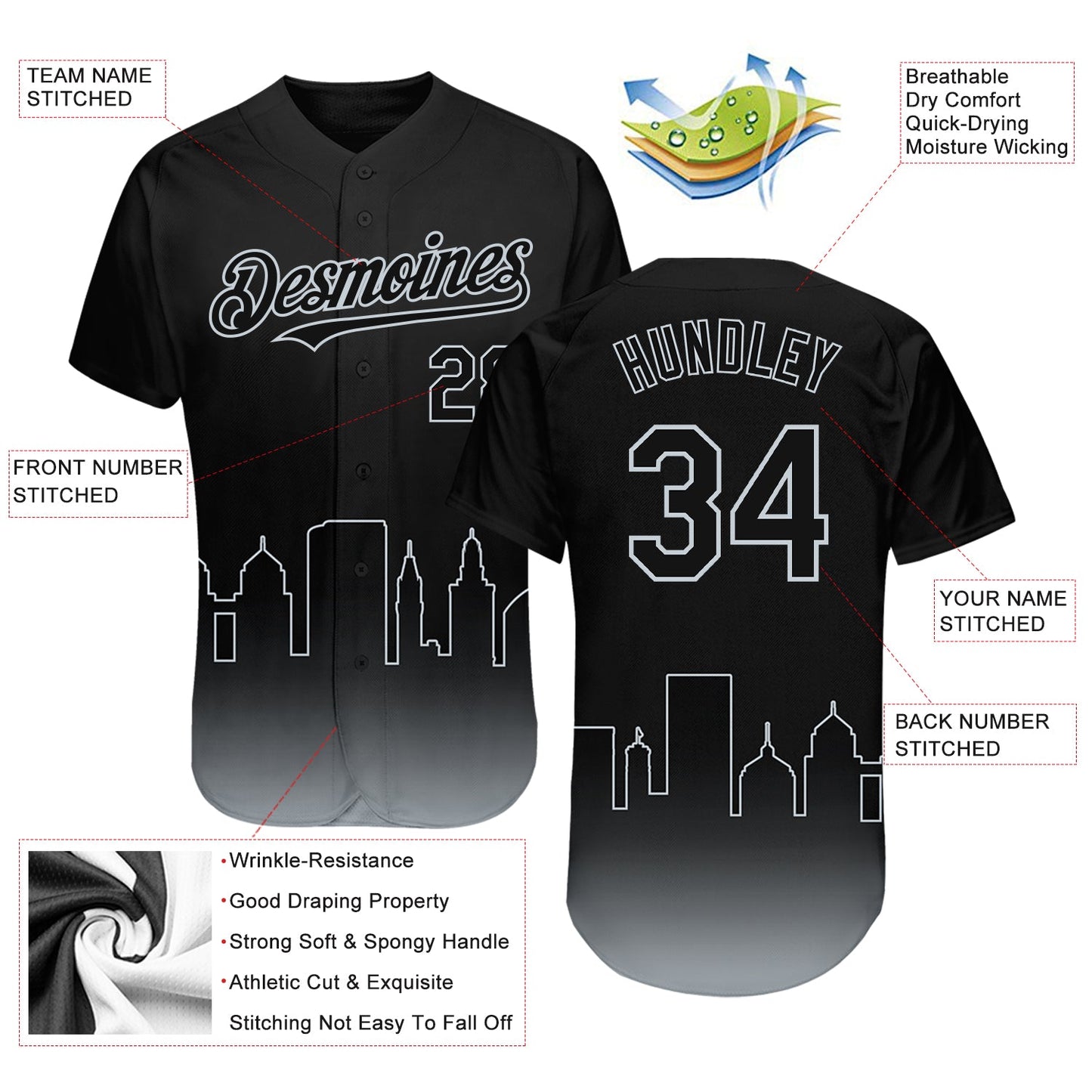 Custom Black Silver 3D Oakland City Edition Fade Fashion Authentic Baseball Jersey view 3